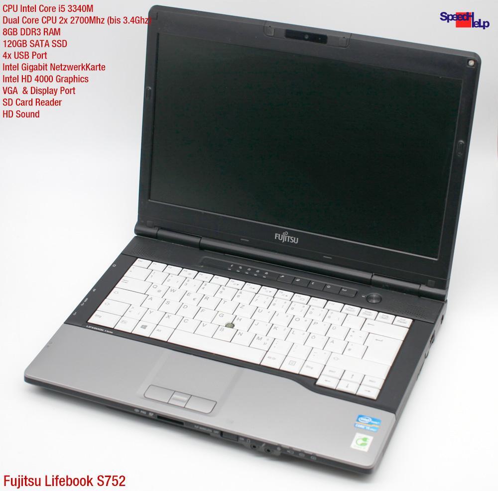 Fujitsu Lifebook S752 14″ HD Intel Core I5 3340M 120GB SSD 8GB Windows 10 Pro 64