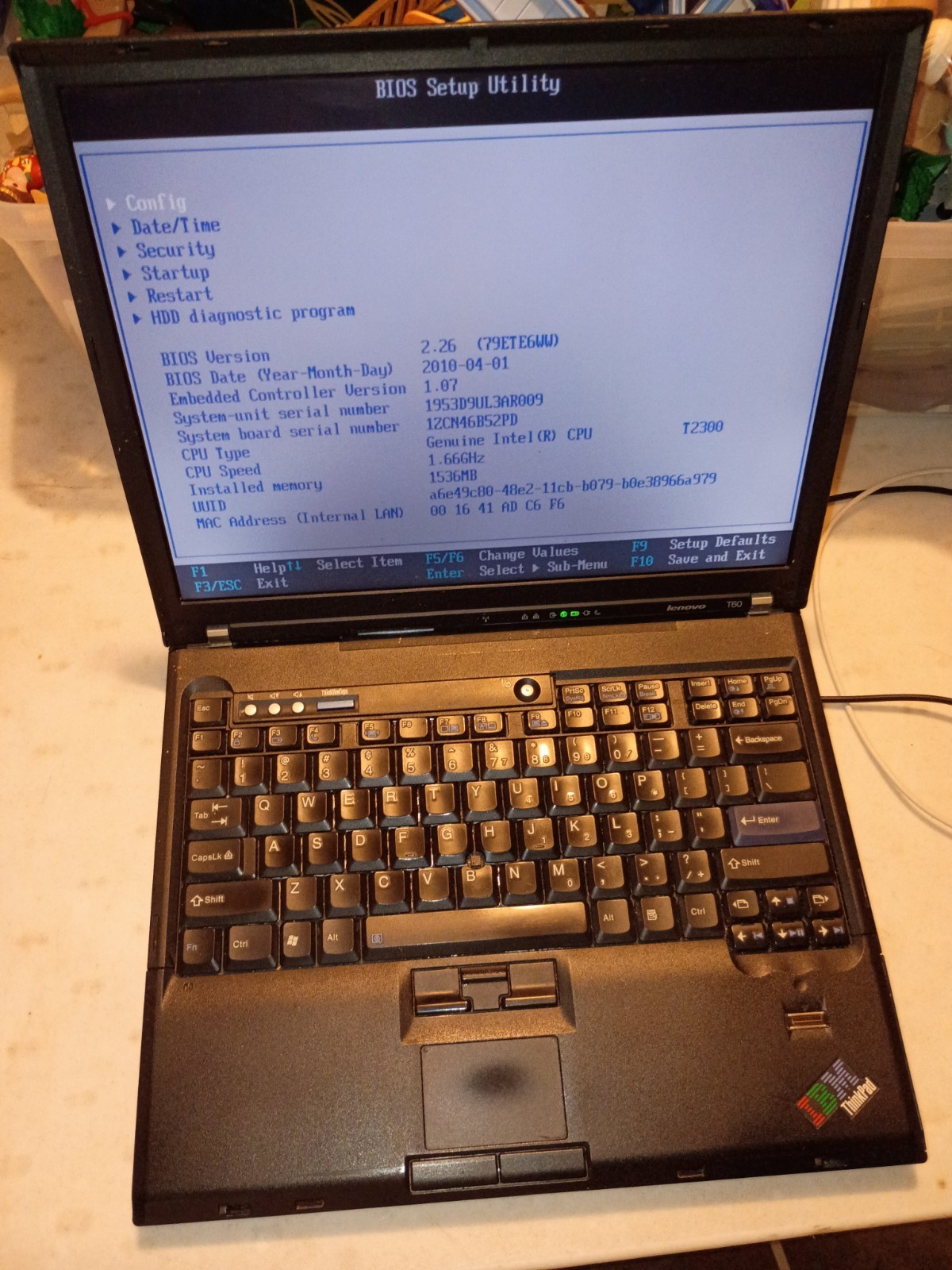 Lenovo IBM ThinkPad T60 Laptop Type 1953-D9U 14.1″