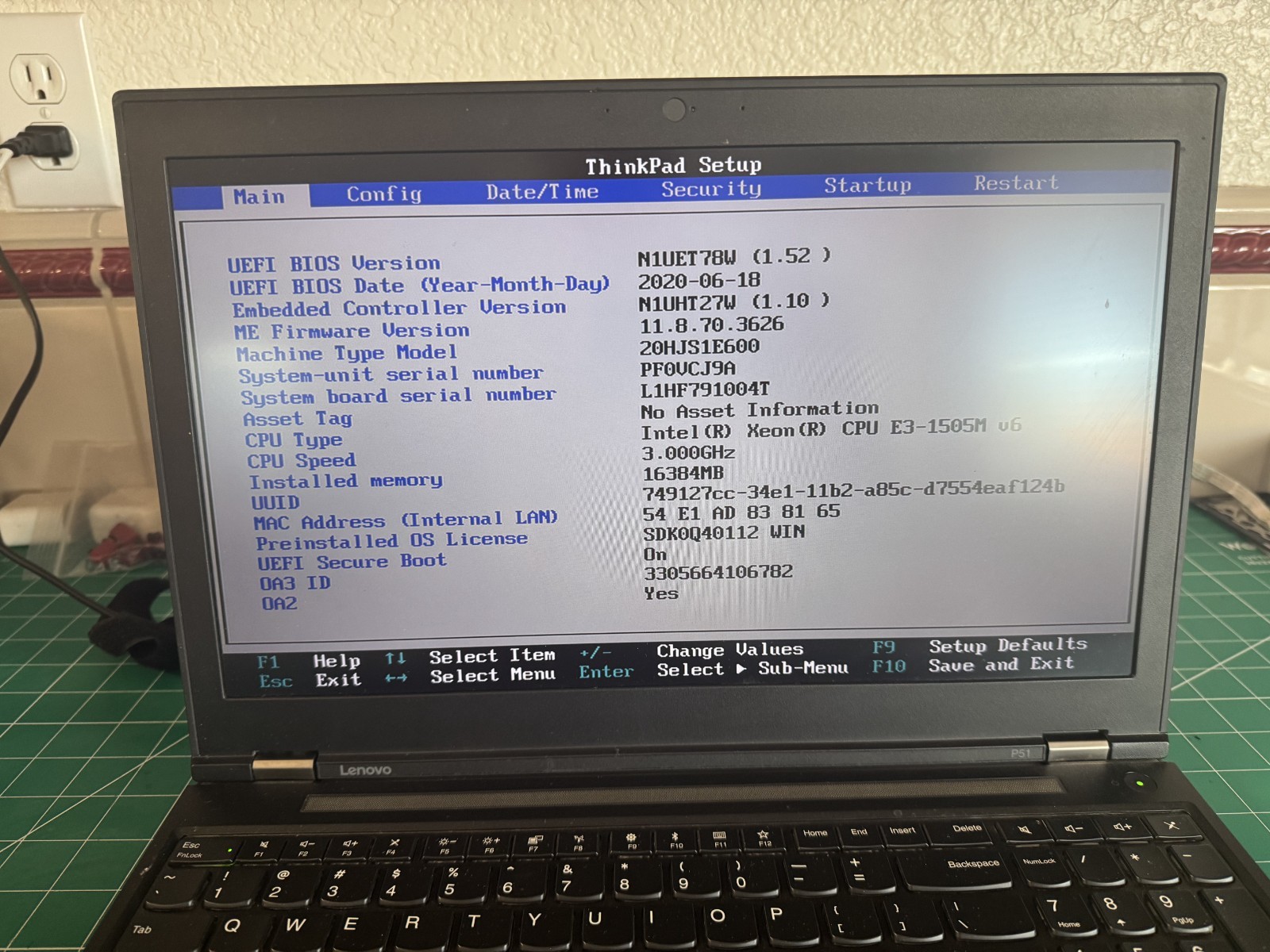 Lenovo Thinkpad P51 Xeon E3-1505M v6 3.0GHz 16GB RAM (NO SSD,AC ADAPTER,OS)