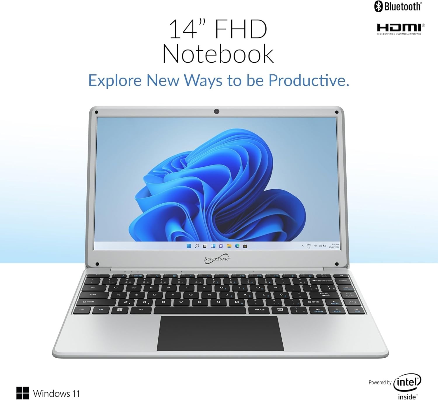 Supersonic 14-inch FHD Notebook Laptop, Intel Celeron N4120, 128GB SC-5514WNB