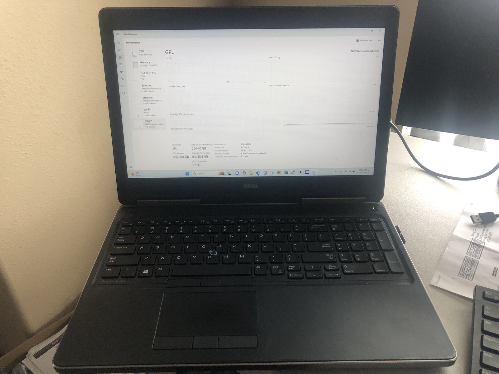 Dell Precision 7520 Workstation 15.6″ Core i7-7820HQ 2.90GHz 32GB Ram 1TB HDD