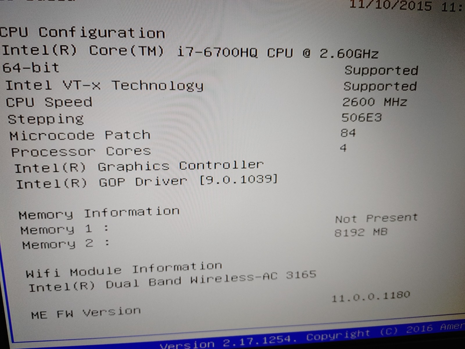 MSI GE72 6QD Apache Pro Core i7-6700HQ@2.60GHz, 8GB RAM , NO SSD FOR PARTS