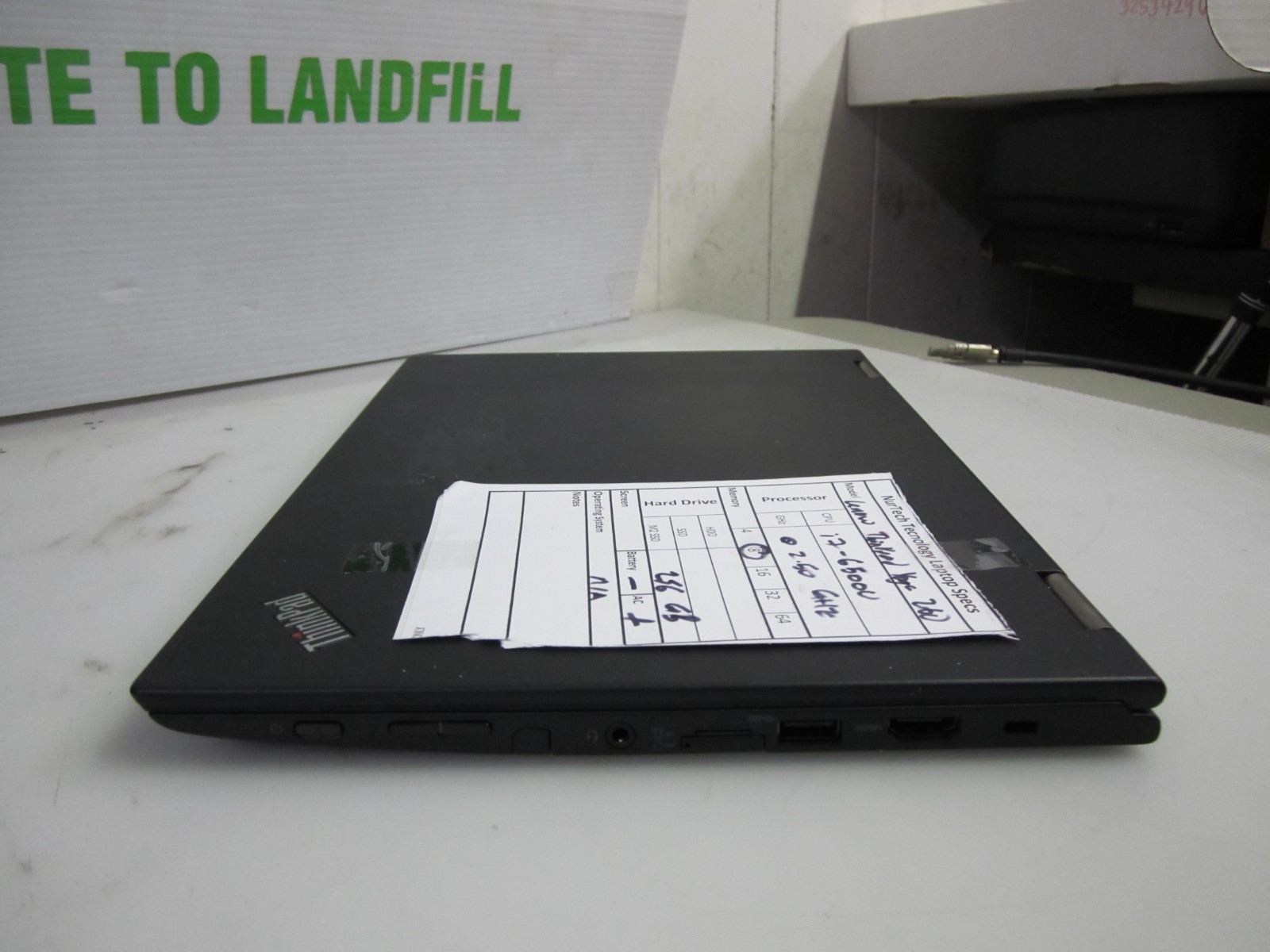 Lenovo ThinkPad Yoga 260 I7-6500U 2.5GHZ 8GB 256GB M2SSD NO BTRY LAPTOP+ AC NOOS