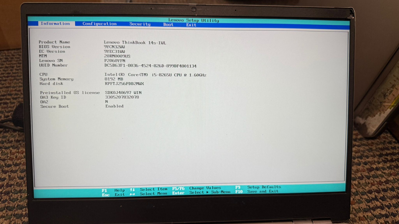Lenovo ThinkBook 14s-IWL 14″ Intel Core i5-8265U 1.60GHz 8GB RAM 256GB SSD NO OS