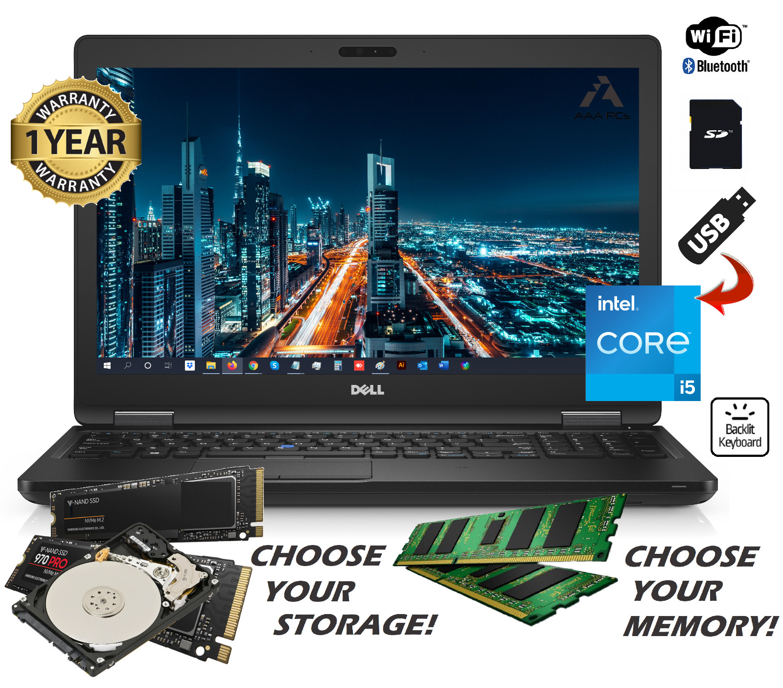 Dell Latitude 15.6″ Laptop Intel Core i5 Light Gaming Business 64GB RAM 2TB SSD