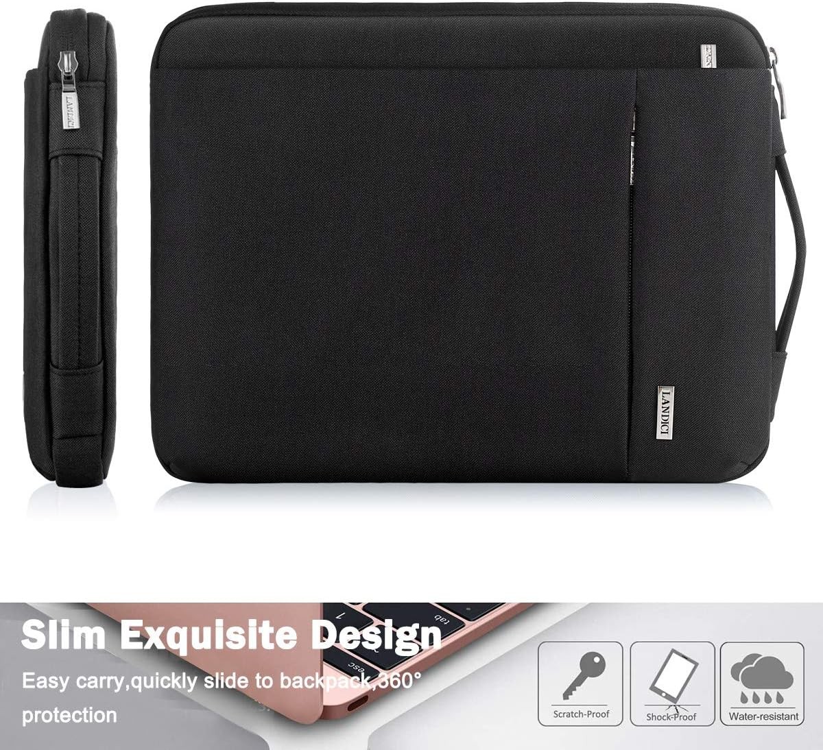 Black 360° Shockproof Laptop Sleeve for 11-12.6 Inch Surface Pro, MacBook Air