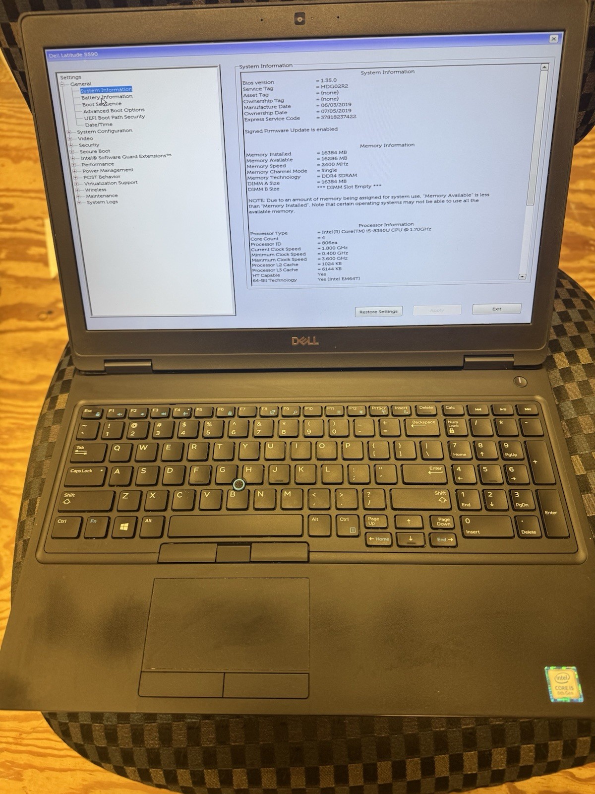 Dell Latitude 5590 15.6″ i5-8350U 1.70GHz 16GB 512GB SSD Win 11 Pro