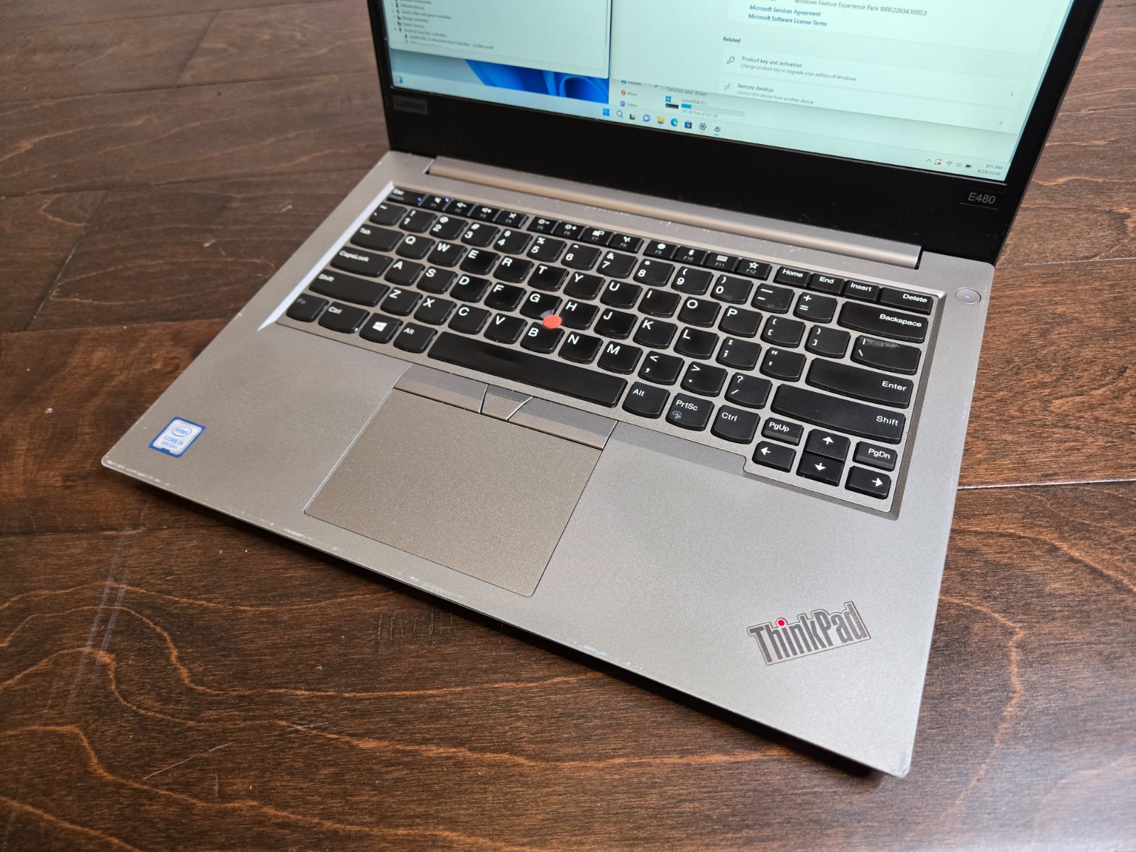 LENOVO ThinkPad E480 14″ Core i5-8250u 1.60GHz 16GB 256GB NVMe W11 Pro Grade B
