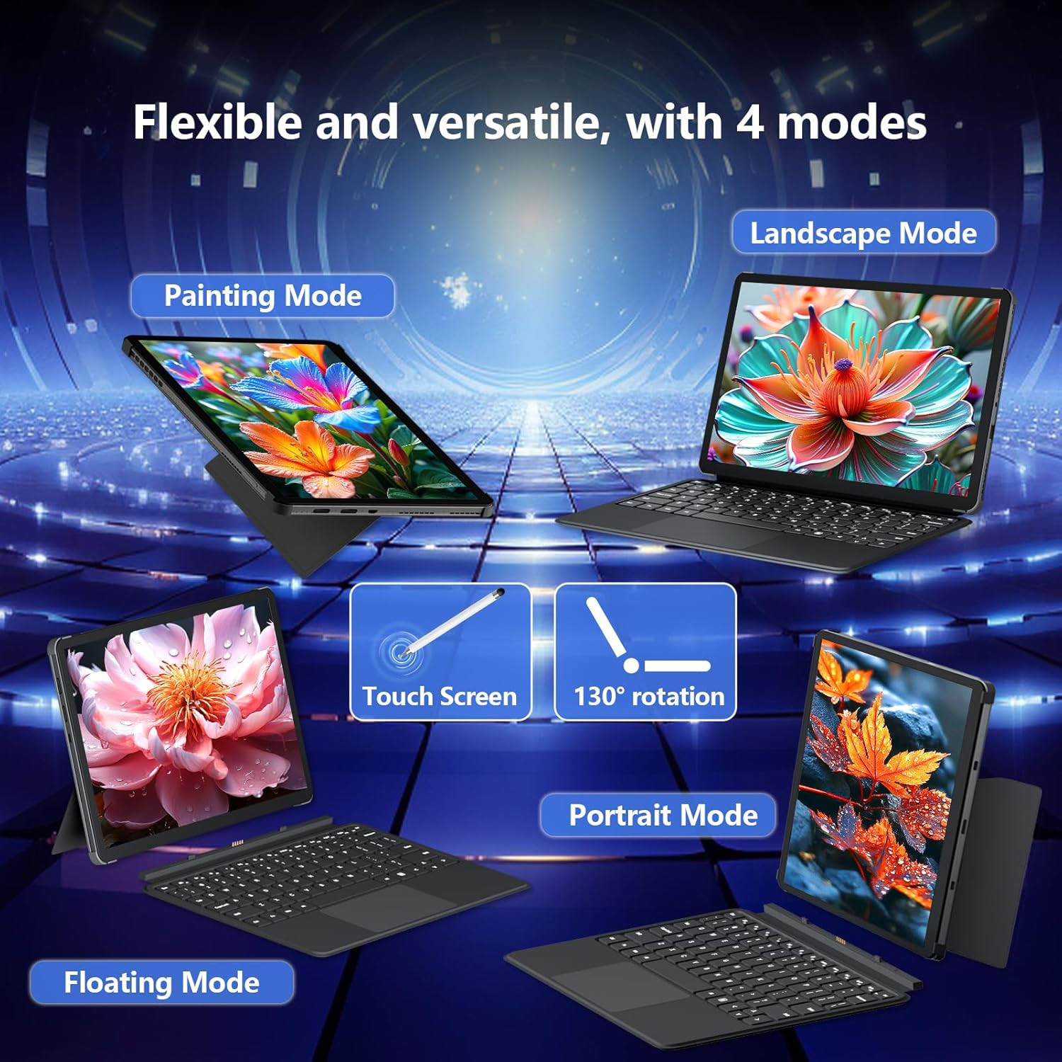 10.1″ 2 in 1 Tablet/Laptop Computer, 12GB RAM+256GB SSD, Touchscreen Laptops wit