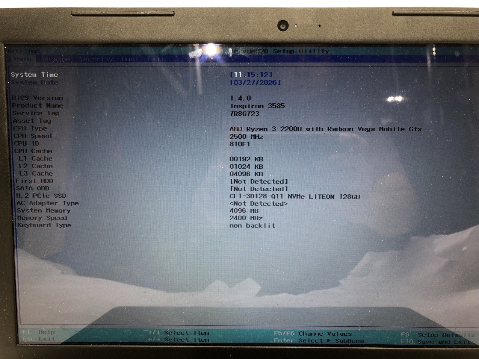 Dell Inspiron 3585, AMD Ryzen 3 2200U @2.50ghz, 4GB RAM, NO SSD/OS, Tested!