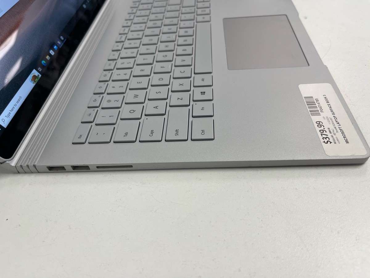 MICROSOFT SURFACE BOOK 3 WITH CHARGER AND KEYBOARD, I5@1.5GHZ, 8GB, (P04014785)