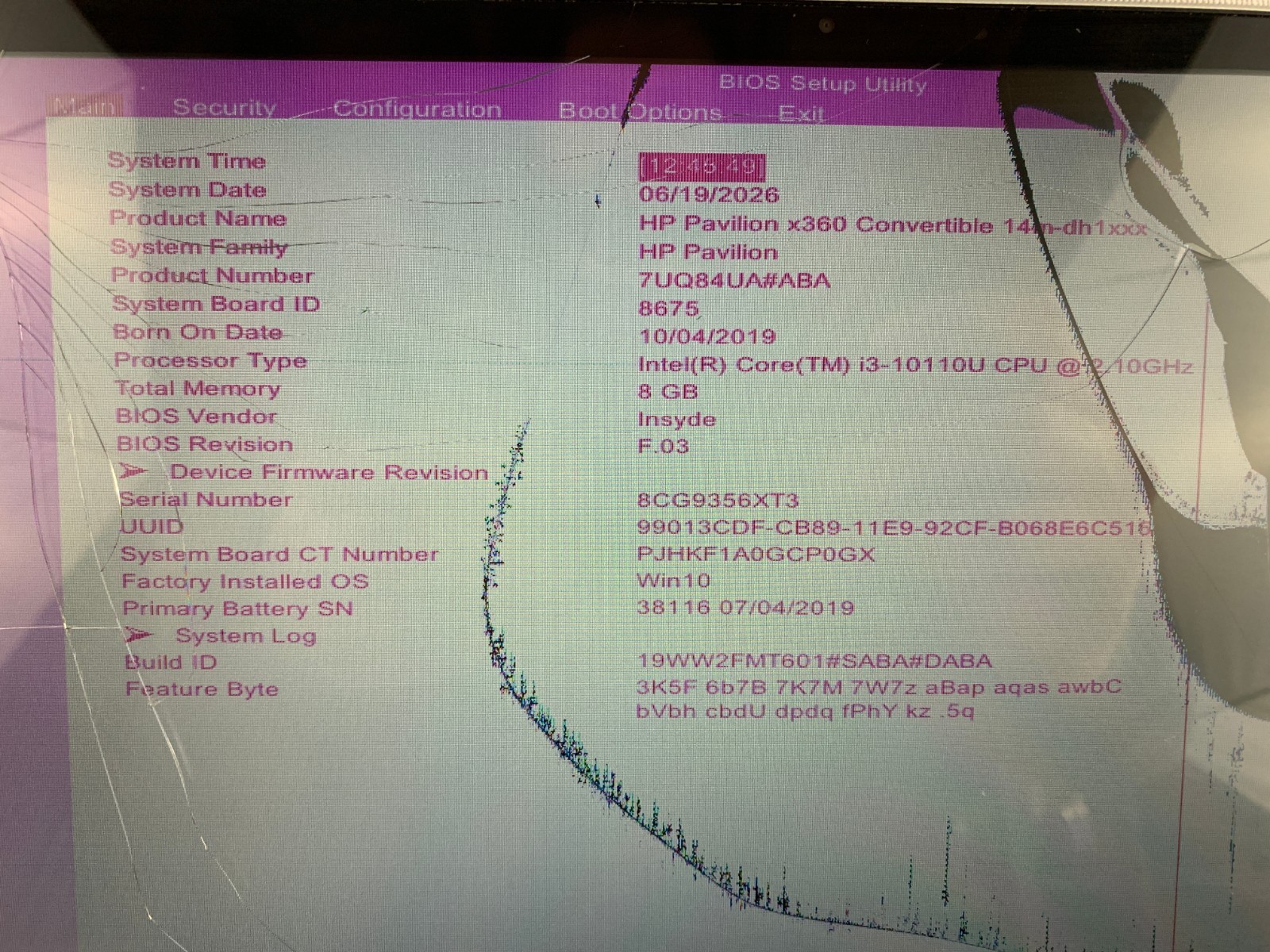 HP 14m-dh1001dx, Intel Core i3-10110U 2.1GHz For Parts/ Repairs, Cracked Screen
