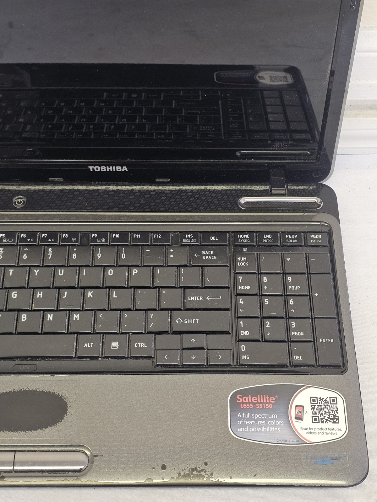 Toshiba Satellite L655-S5150 Laptop – Intel Pentium P6200 – NO BATT NO OS READ