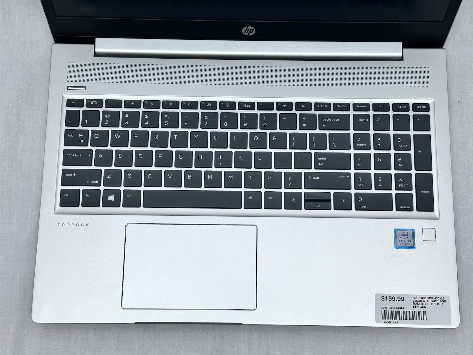 HP ProBook 450 G6 15.5″ Intel i5-8265u 1.60GHz 8GB RAM 256GB NVMe Windows 11 Pro