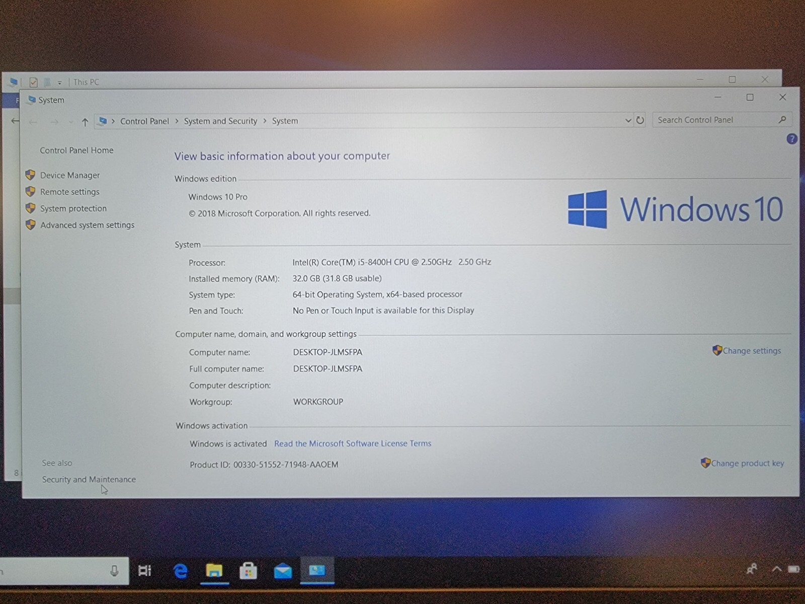 Dell Precision 7530 Core i5-8400H 2.5GH 32GB/512GB SSD Win10 Webcam Quadro P2000