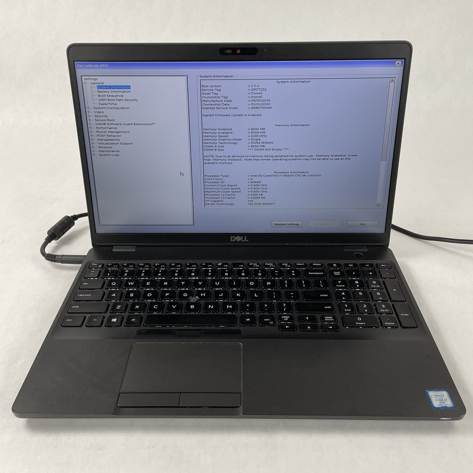 Dell Latitude 5410 15.6″ i7-9850H 2.60 GHz 8 GB RAM No SSD/OS/AC