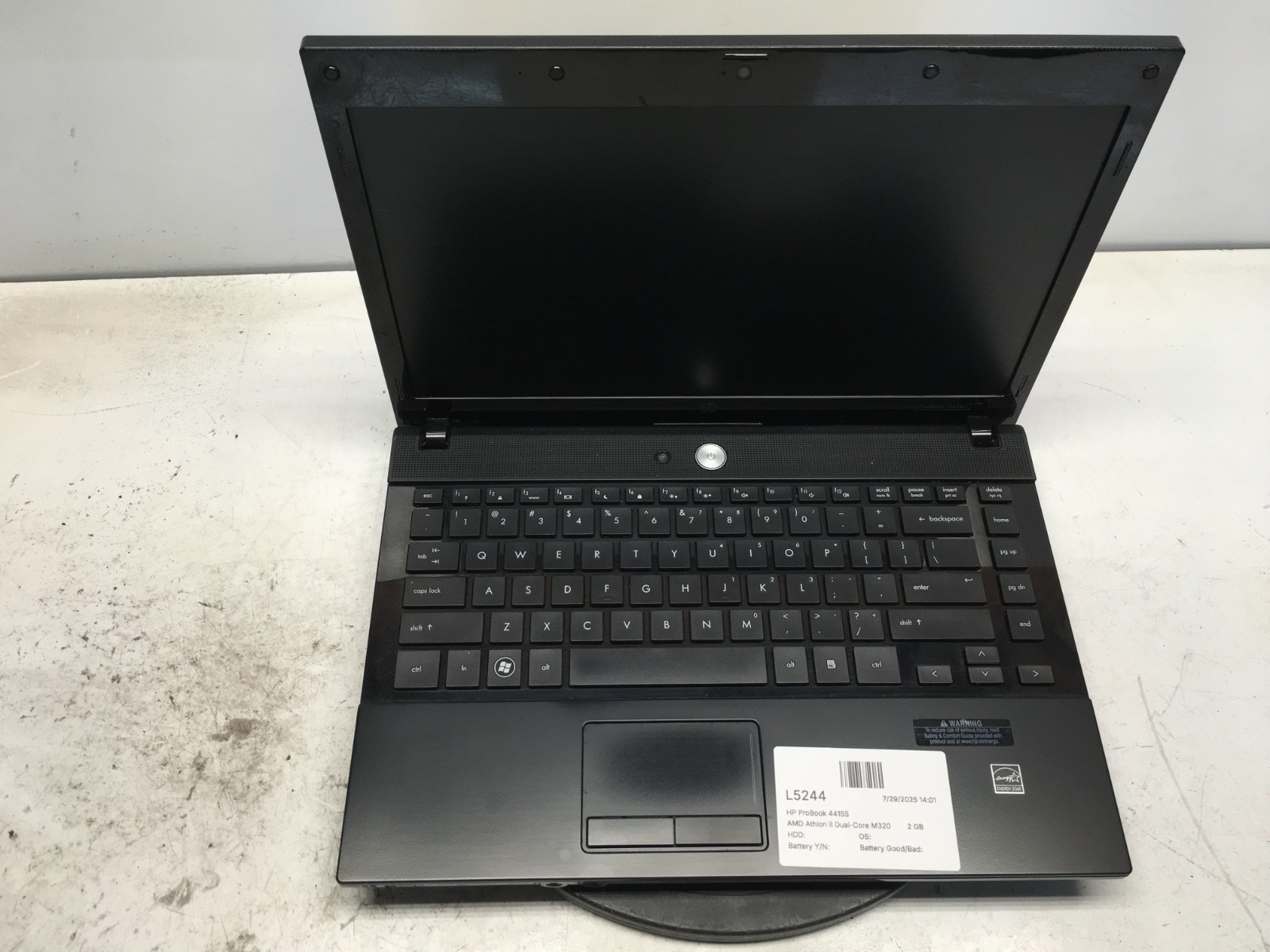 HP ProBook 4415S AMD Athlon II Dual-Core M320 2100MHz 2 GB NO HDD BIOS LOCKED