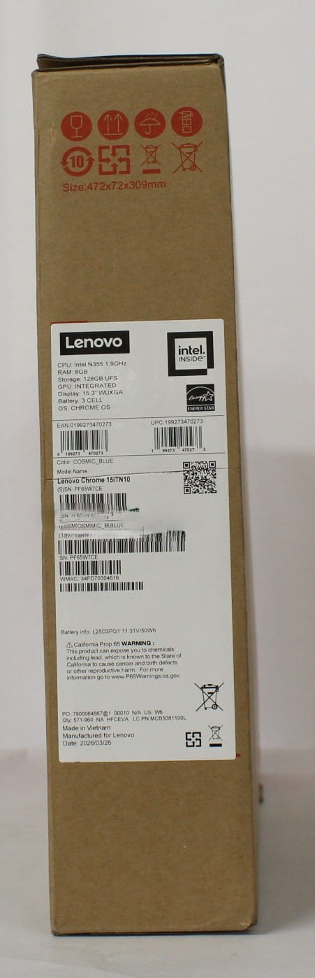 Lenovo ChromeBook 15″ Core 3 8/128 Cosmic Blue Laptop