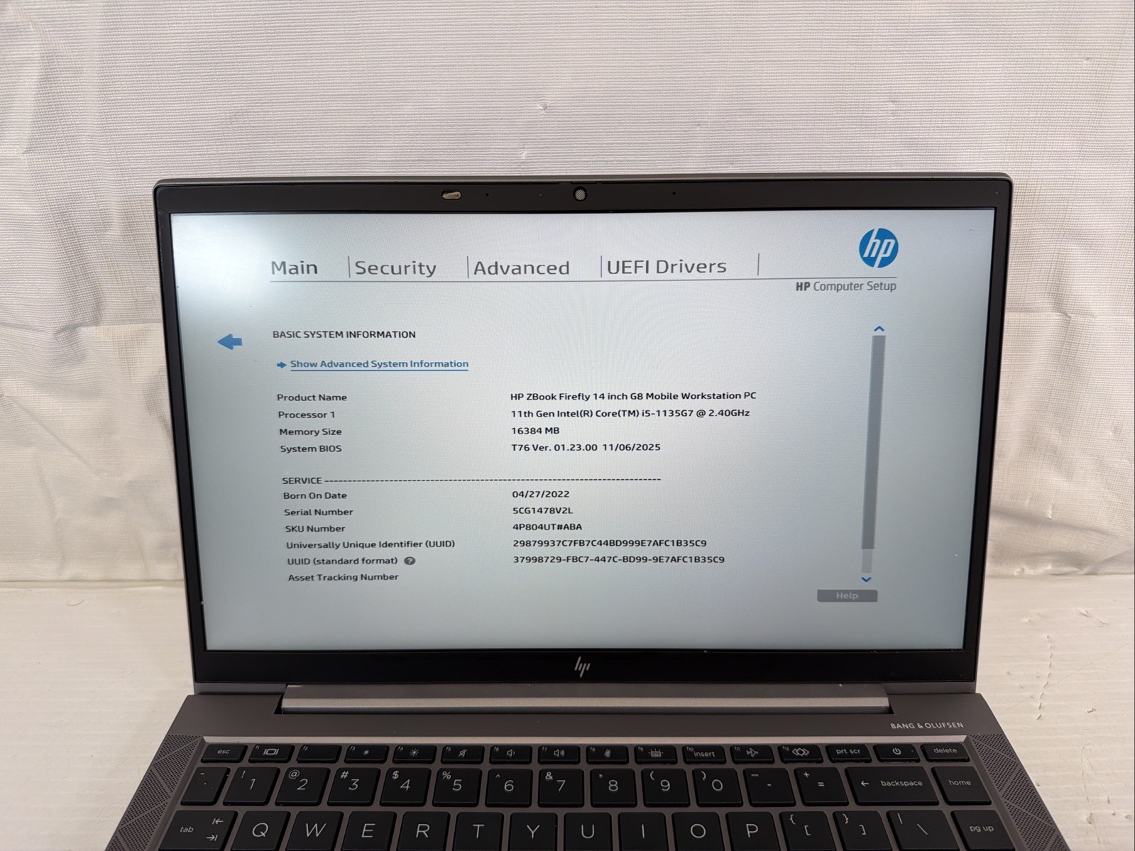 HP ZBook Firefly 14-inch G8 Core i5-1135G7@2.40GHz 16GB RAM NO SSD/OS Unit #5