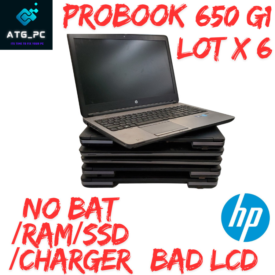 Lot 6 ProBook 650 G1 Laptop 4th Gen No Bat/RAM/SSD/Charger/BAT Bad LCD Powers Up