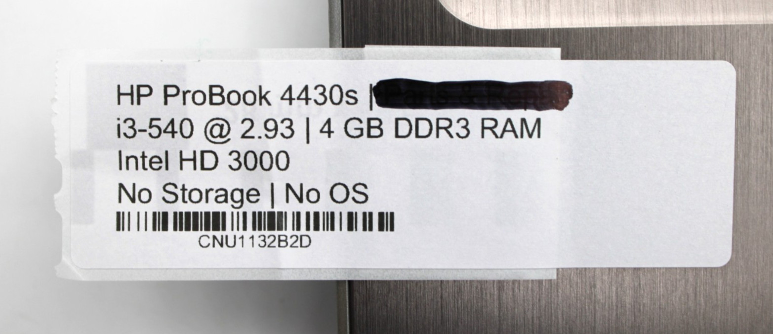 HP ProBook 4430s i3-540M@2.93GHz 4GB DDR3 NO STORAGE OR OS *USED/TESTED*