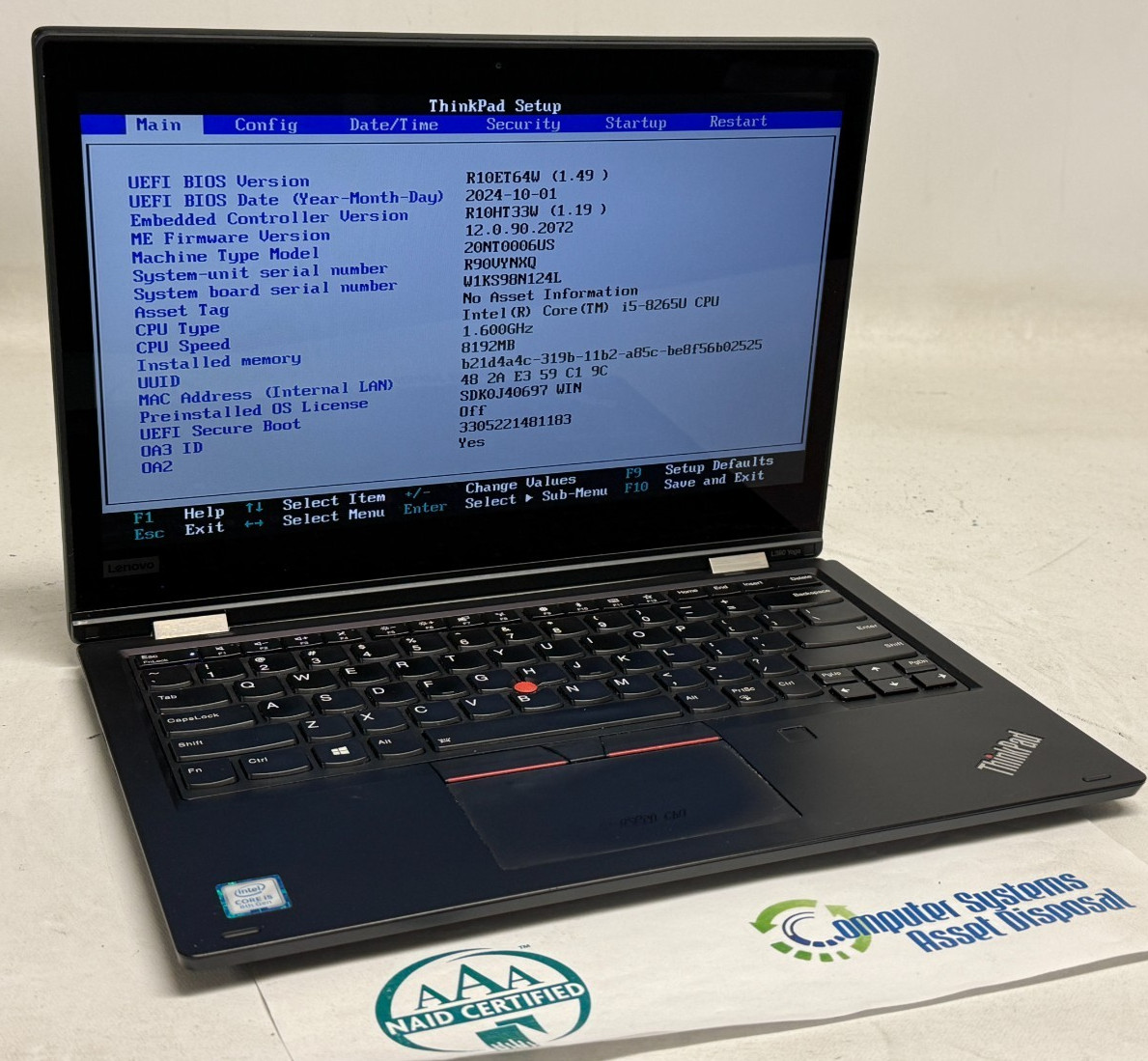 Lenovo ThinkPad L390 Yoga 2in1 13.3″ (i5-8265u – 8GB RAM – 256GB – Win11Home)