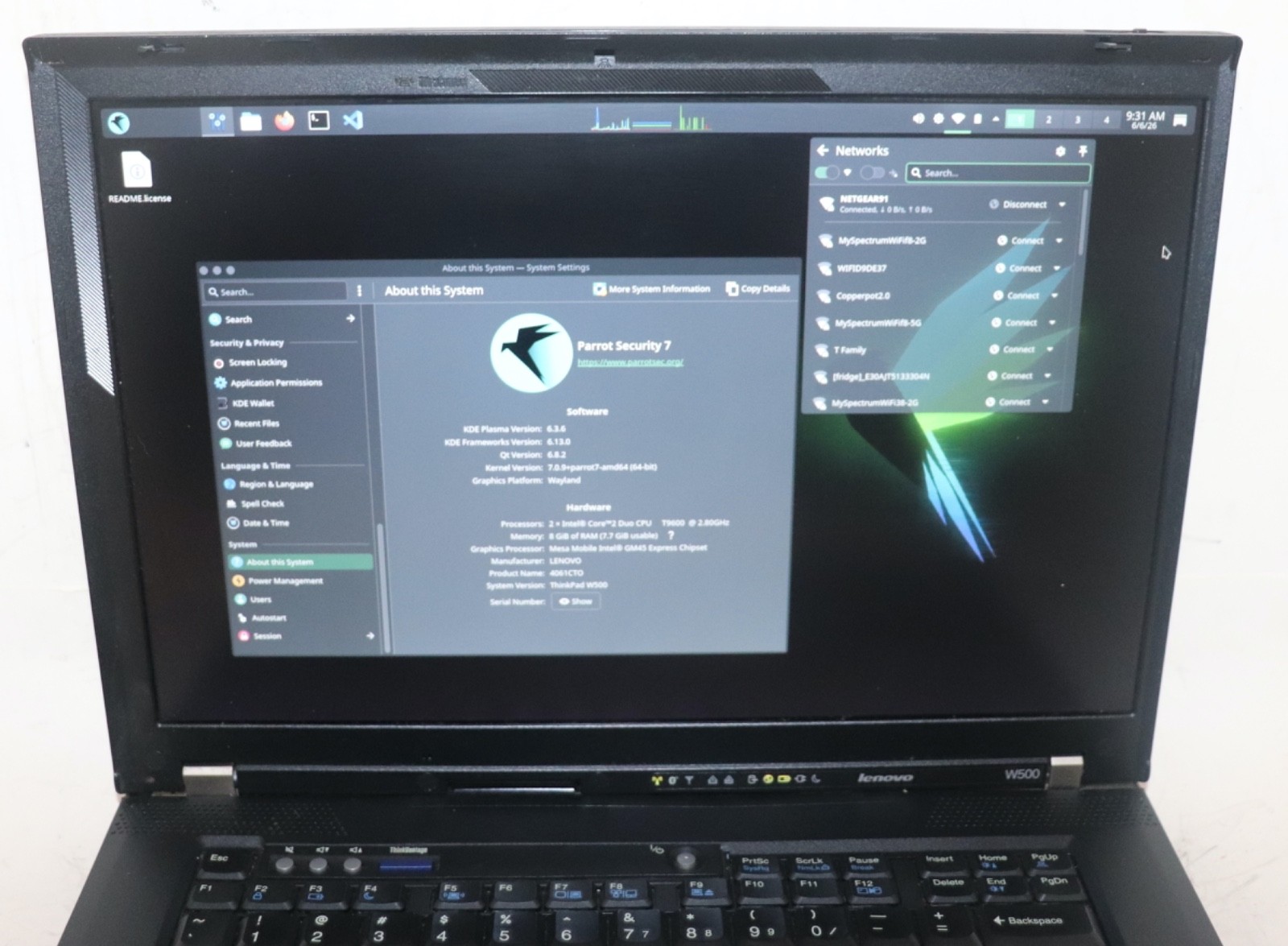 LibreBoot Lenovo ThinkPad W500|Int Core Duo@2.53GHz|8G RAM|320GB|Parrot Security