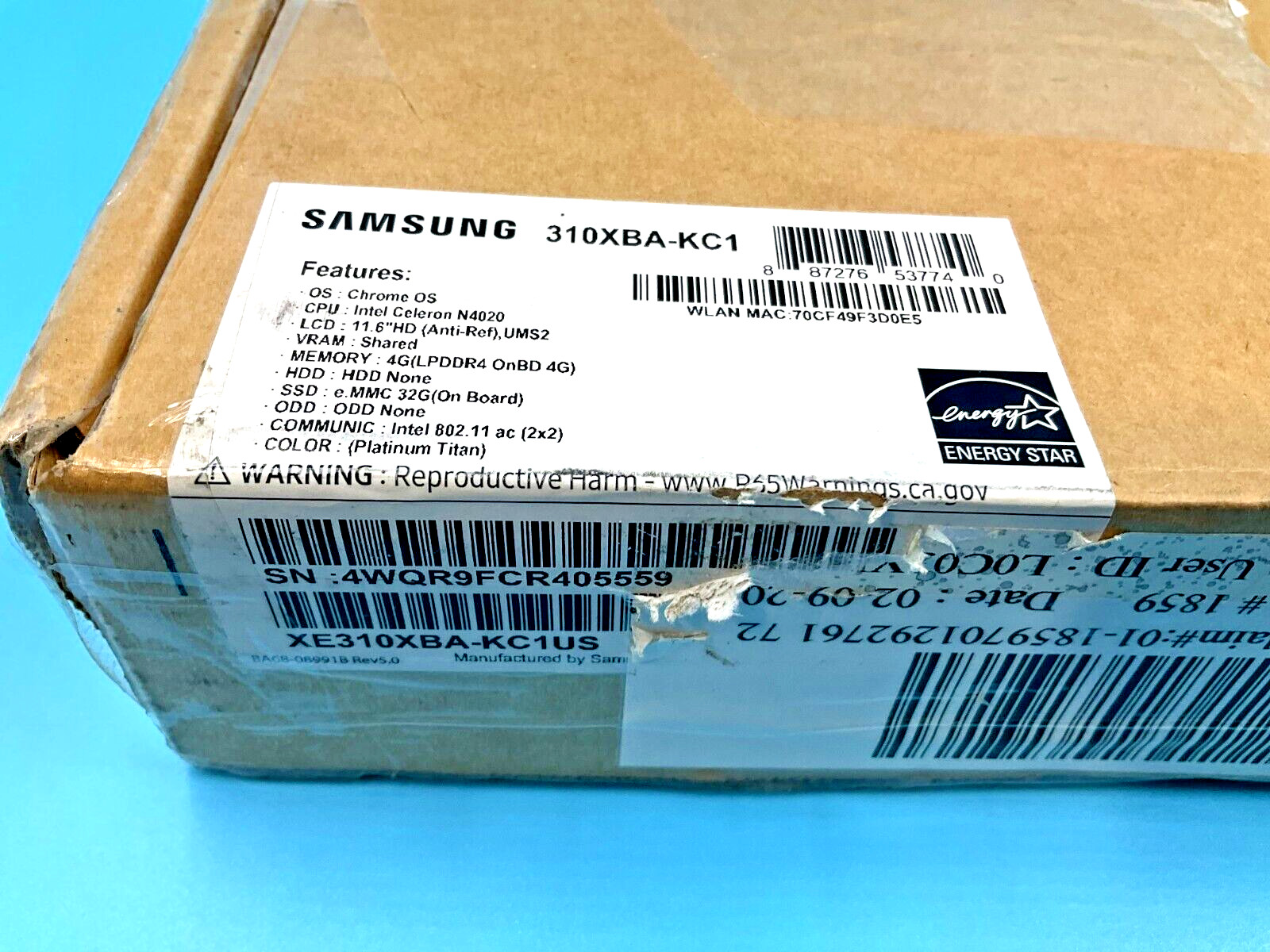 Samsung Chromebook 4 N4020 4GB 32GB 11.6W (Satin Gray) XE310XBA-KA1US (READ)!!