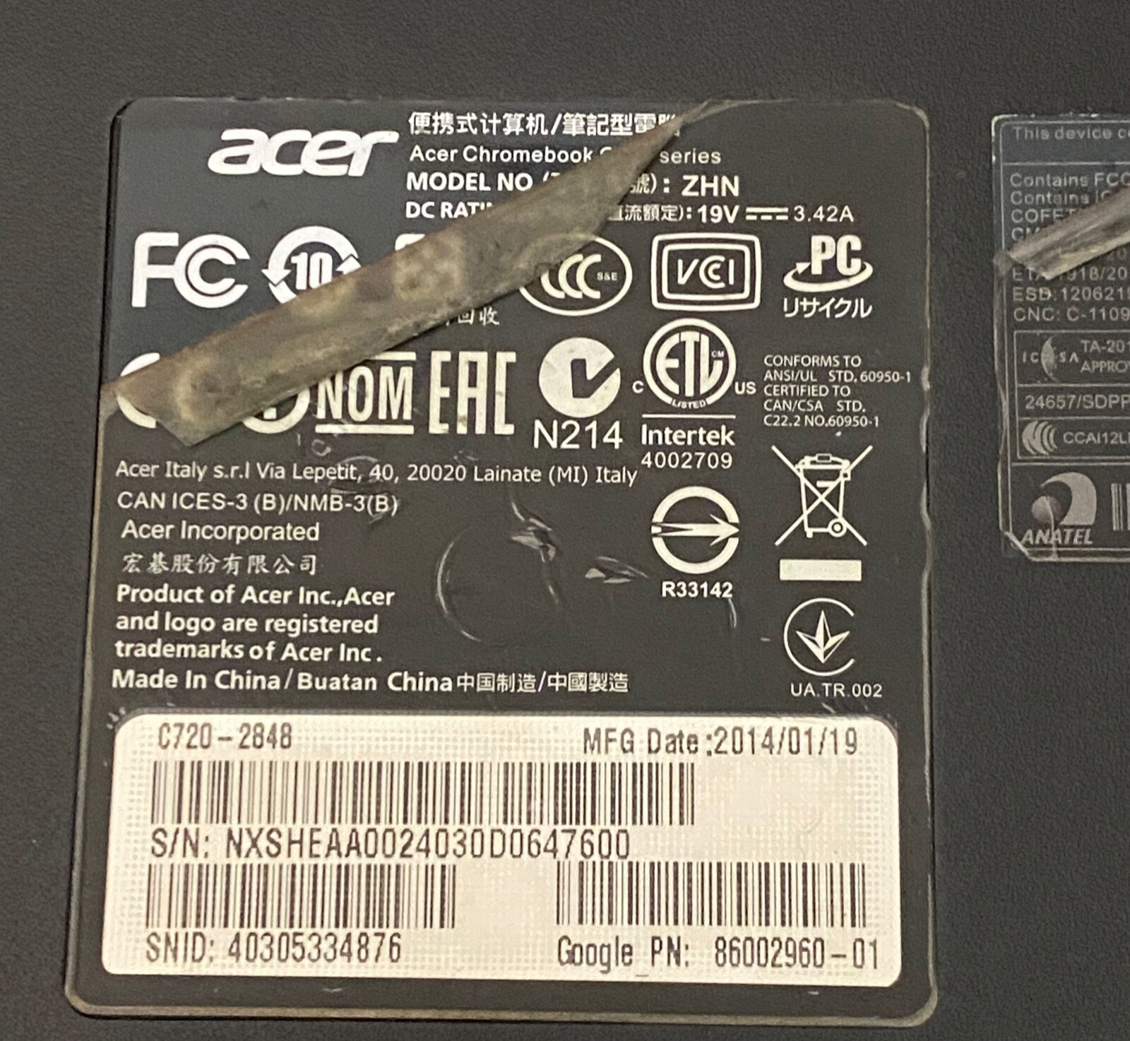Acer Chromebook Model C720-2848___PLEASE READ!!!