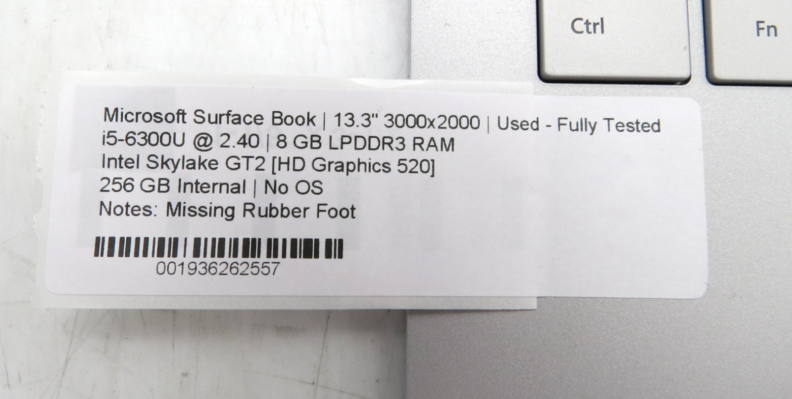 Microsoft Surface Book 13″ i5-6300U @ 2.4 GHz 8GB RAM 256GB Internal No OS