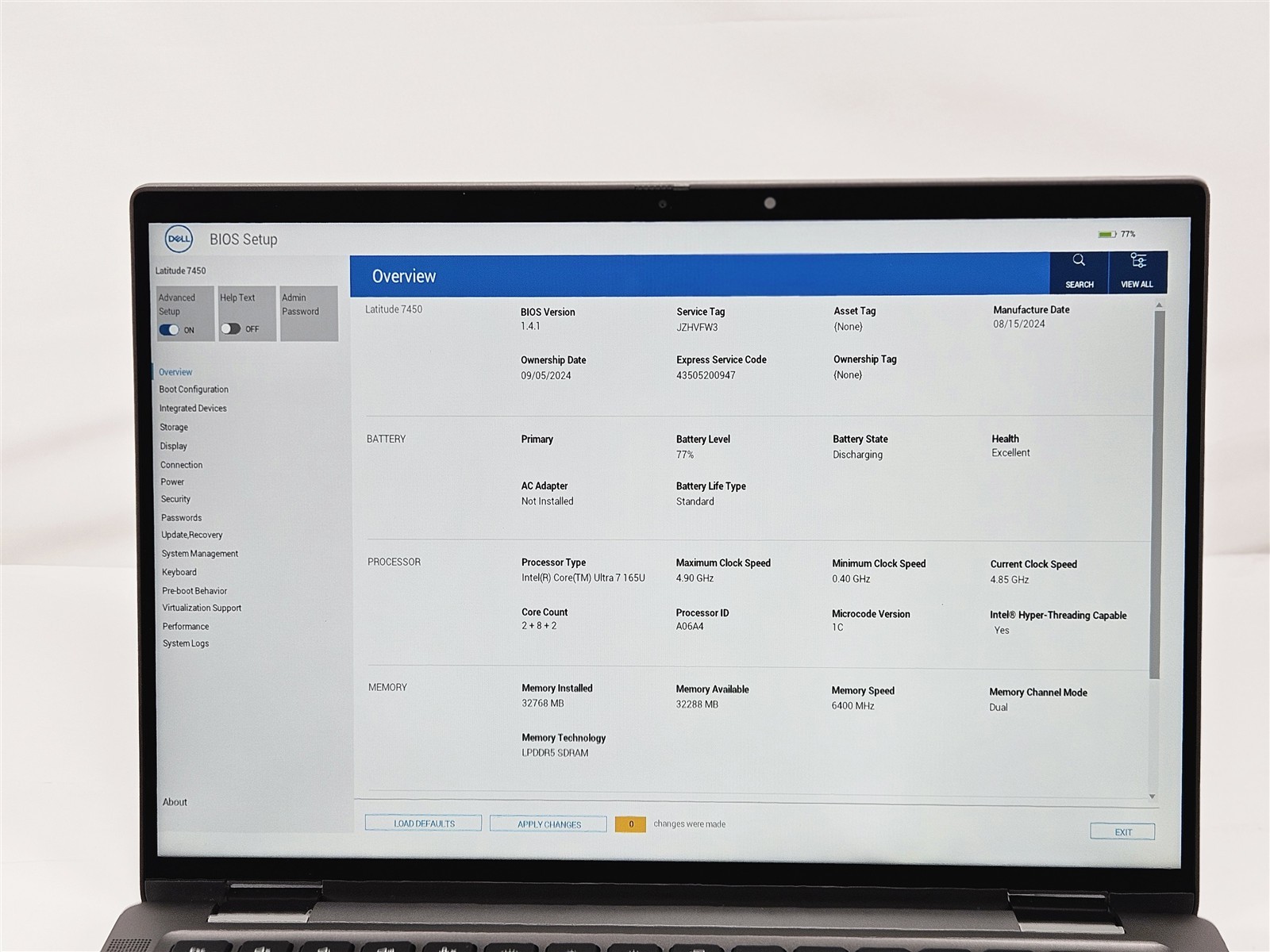 Dell Latitude 7450 Intel Core Ultra 7 165U 32GB 512GB SSD 14″ Laptop