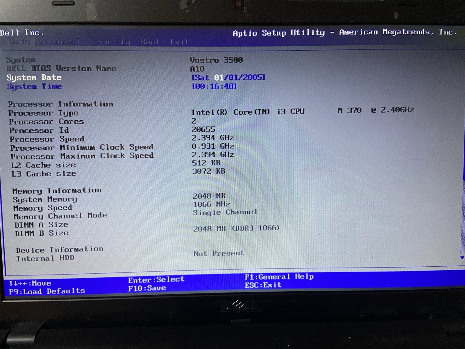 Dell Vostro 3500 15.6″ Laptop Intel i3 M370 2.4Ghz 2GB Ram NO HDD/NO BATTERY