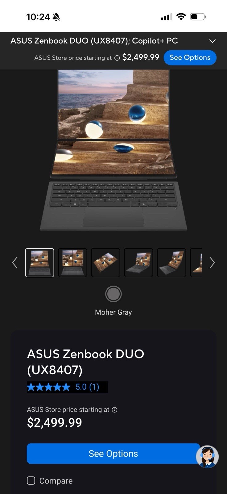 ASUS Zenbook Duo UX8406 14in Dual Screen Core Ultra 16GB 1TB SSD Gray