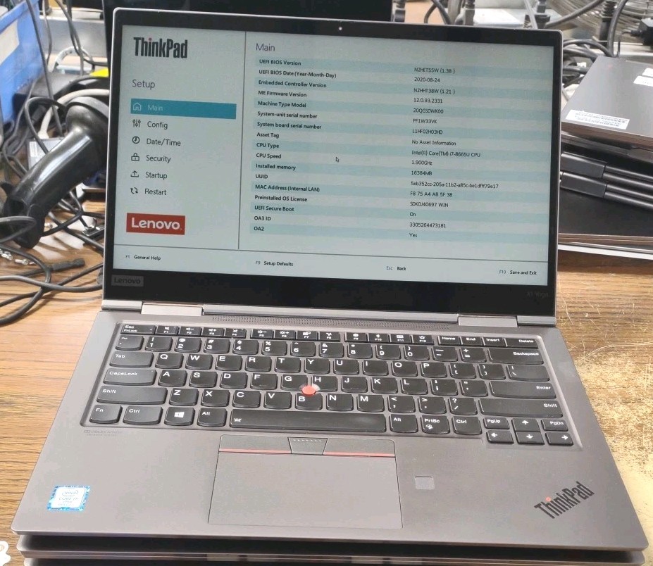 Lenovo ThinkPad X1 Yoga 4th Gen 14″ W/16GB, 256GB, i7-8665U, Touch, Stylus.