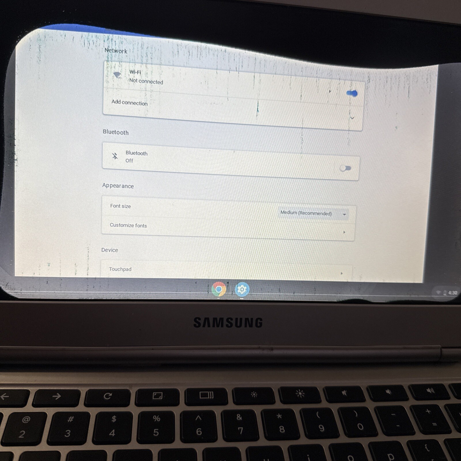 Samsung Chrome Notebook Model XE303C12 + PS – For Parts – Bad Display – AS IS