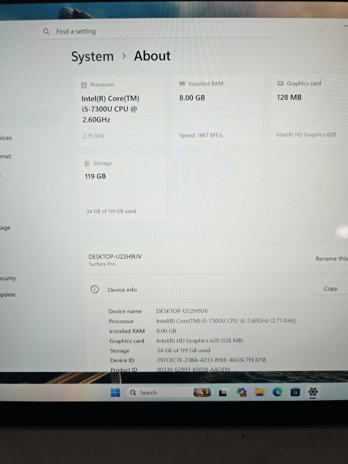 Microsoft Surface Pro 5 1796 Core i5-7300U 2.60GHz 8GB 128GB
