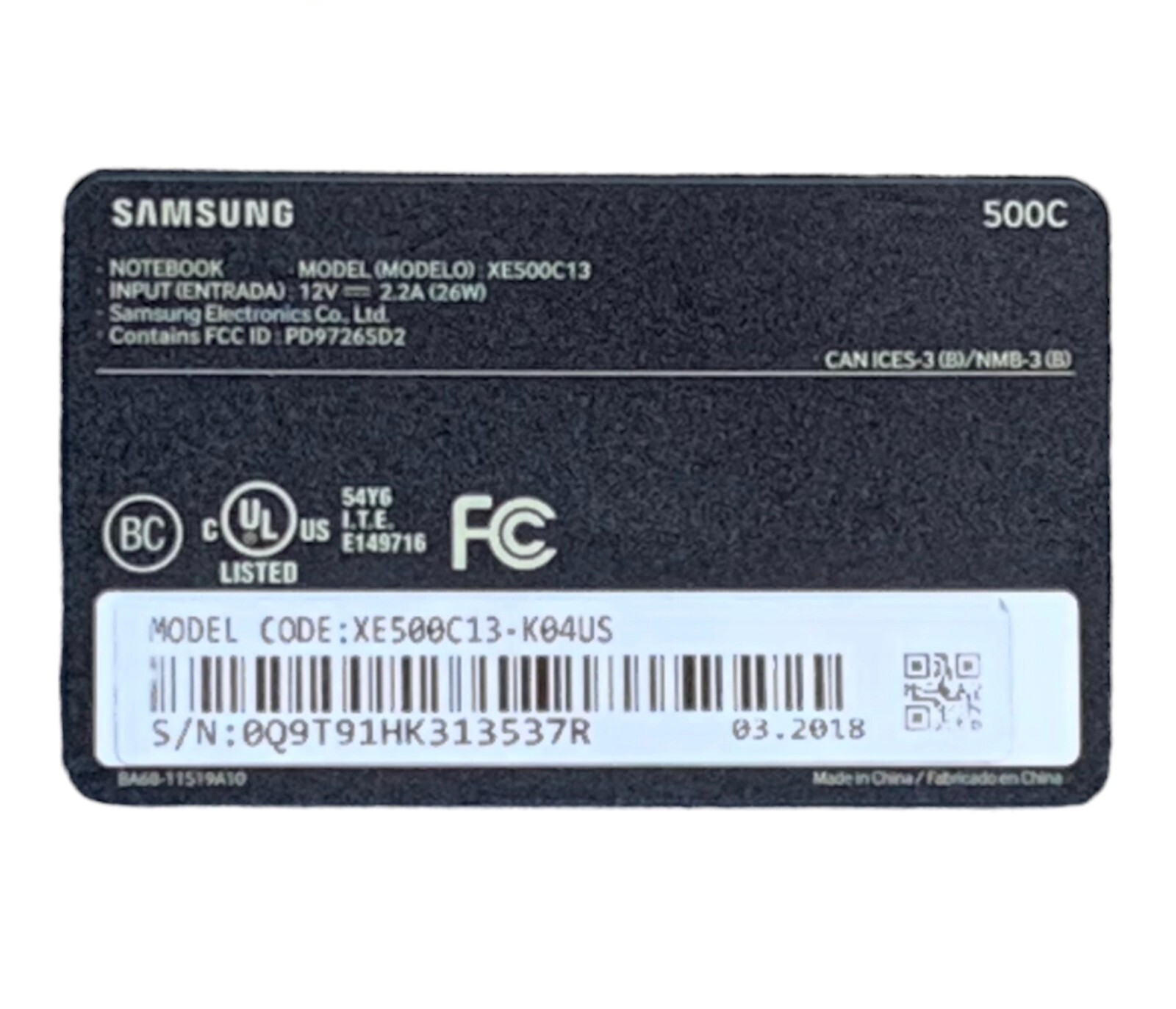 Samsung Chromebook 3 ‎XE500C13 11.6” (16GB SSD Intel Celeron N3050 1.6GHz)