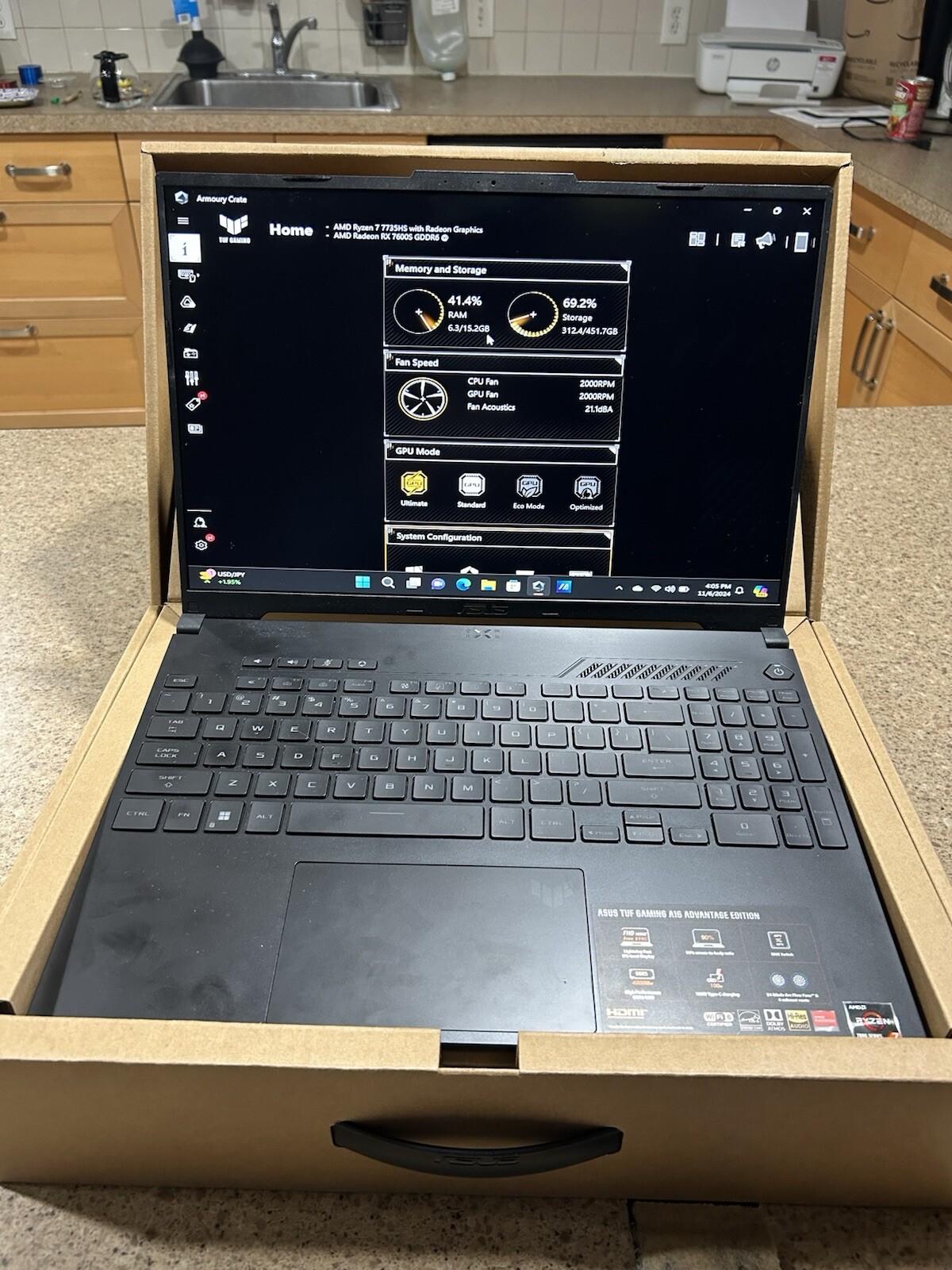 Asus tuf gaming Cpu ryzen 7 7000 series Gpu radeon rx 7600s GDDR6 FHD: 165 HZ