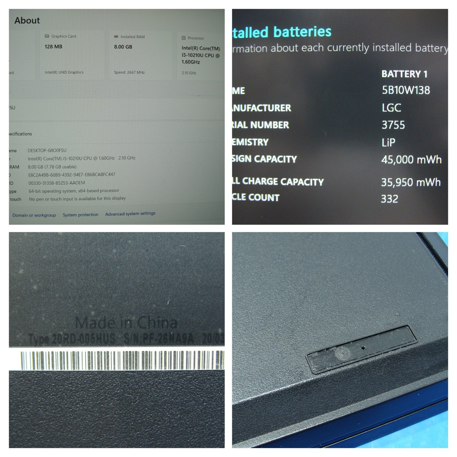 Lenovo ThinkPad E15 15.6″FHD Intel i5-10210U 1.6Ghz 8GB 256GB SSD Windows 11 Pro
