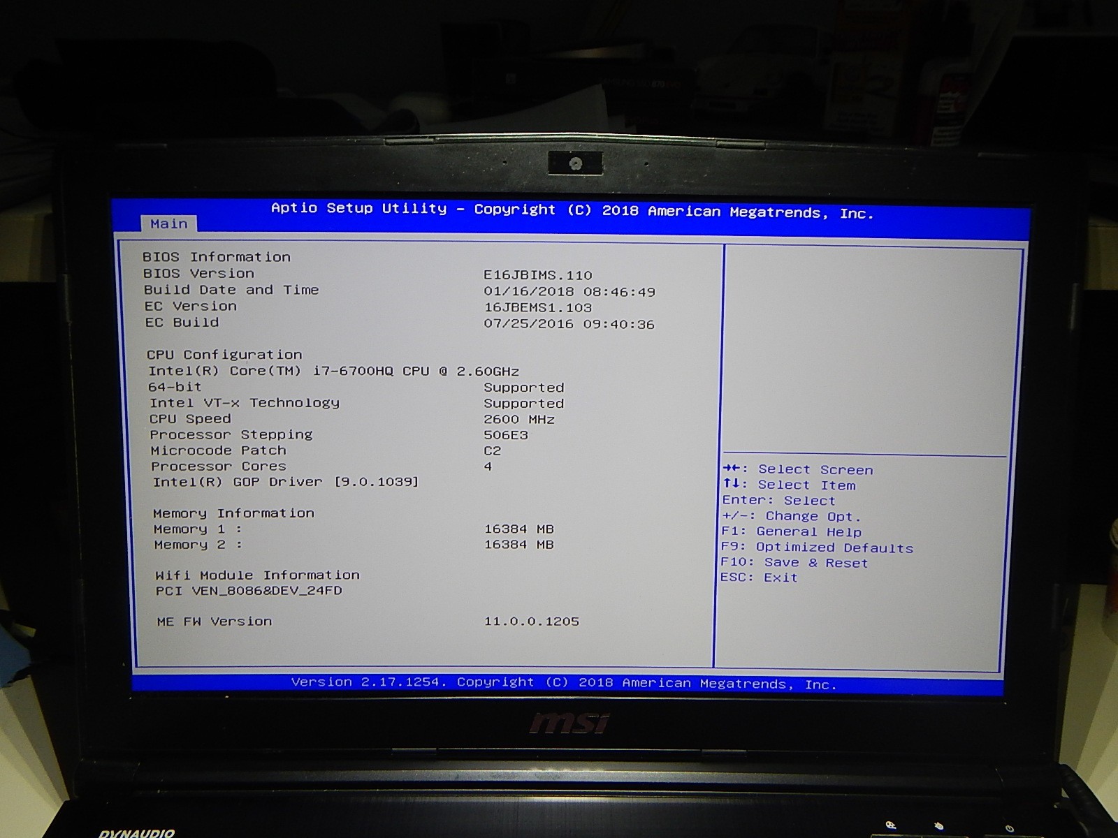 MSI GE62VR 6RF Apache Pro Intel Core i7-6700HQ 32GB Ram