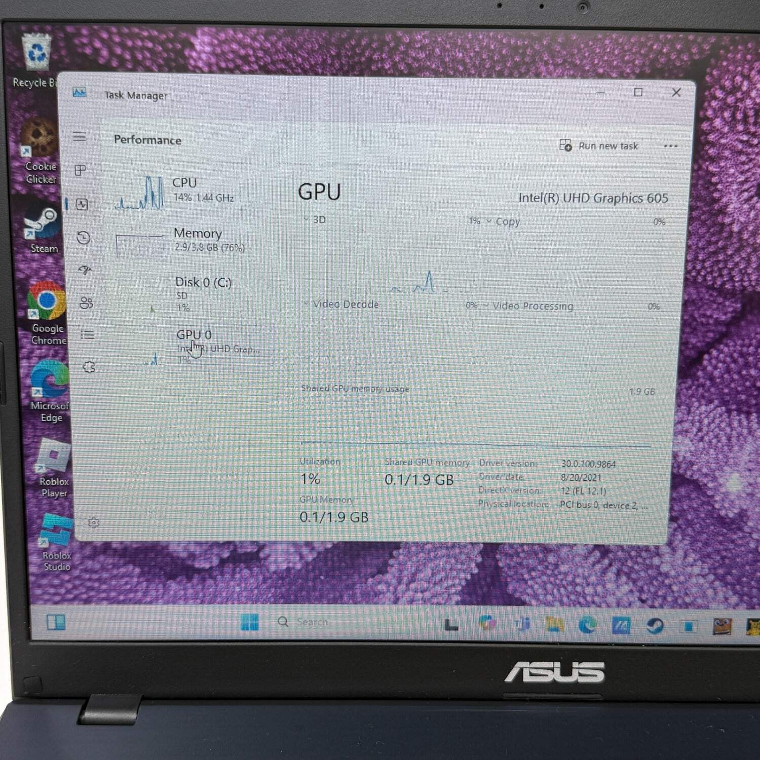 Asus Vivobook Go 15 L510M Pentium Silver N5030 1.1GHz 4GB RAM 128GB SD