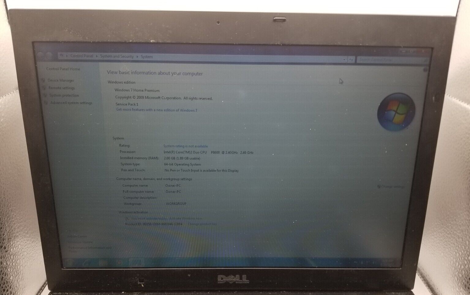 Dell Latitude E6400 14.1″ Laptop Intel P8600 2GB RAM 250GB HD AS-IS PARTS REPAIR