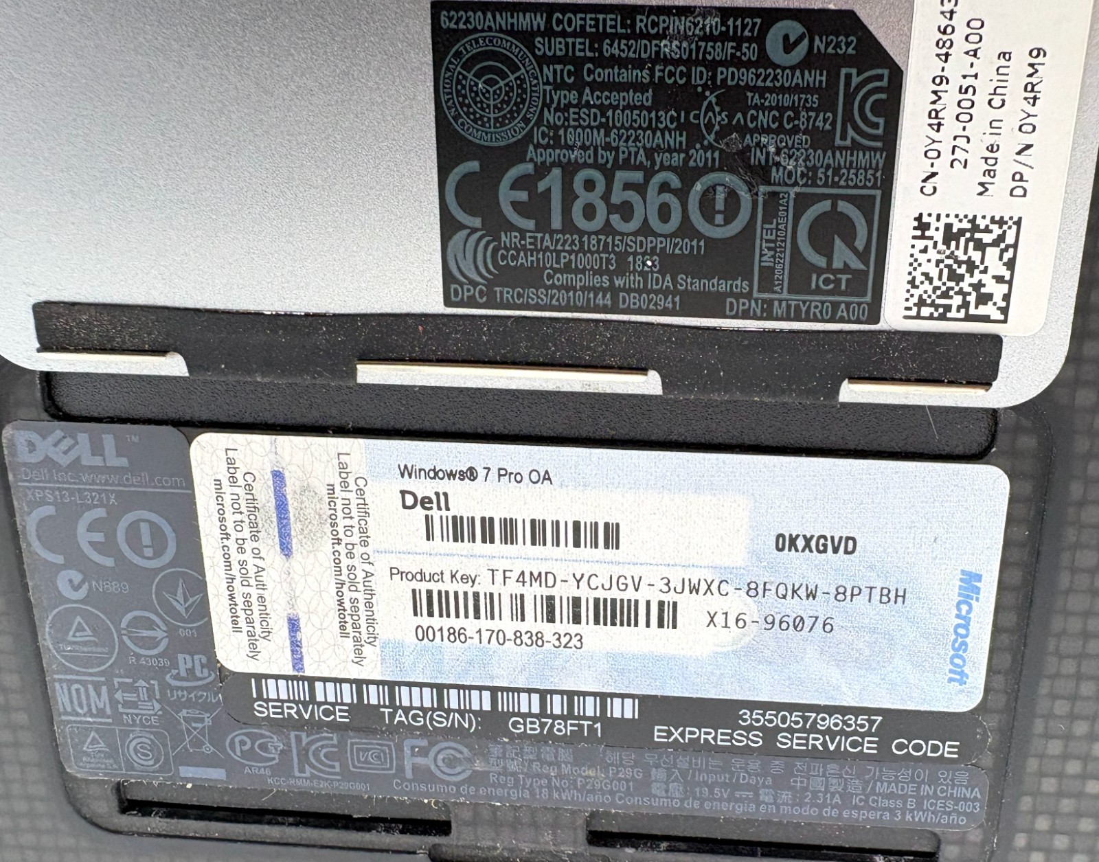 Dell System XPS L321X 13.3″ 256GB SSD 4GB RAM win 10 1.7GHz i7-2637M; 566104