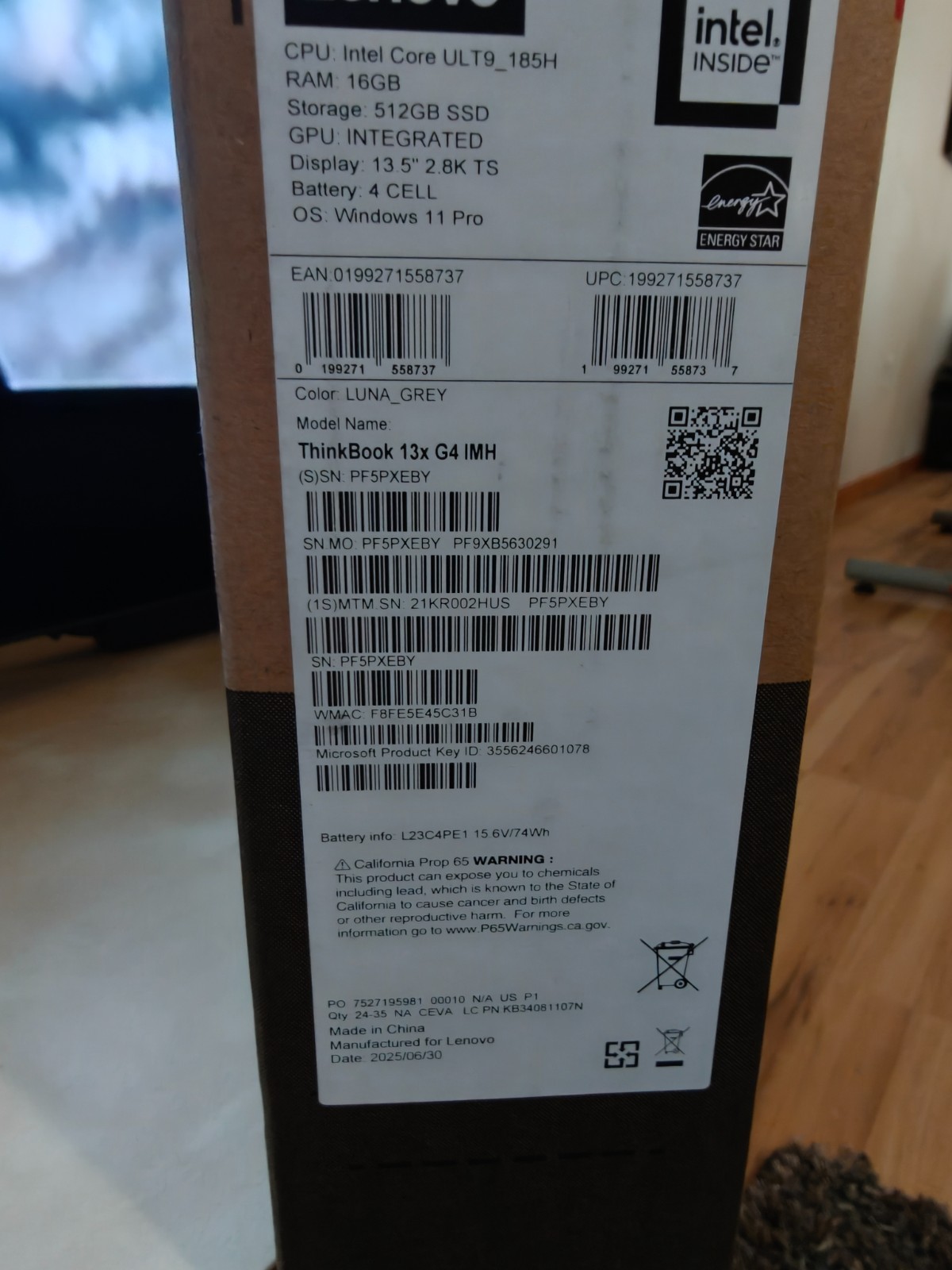 Lenovo ThinkBook 13x G4 IMH Core Ultra 9 185H Arc Graphics 512GB 16GB, Excellent