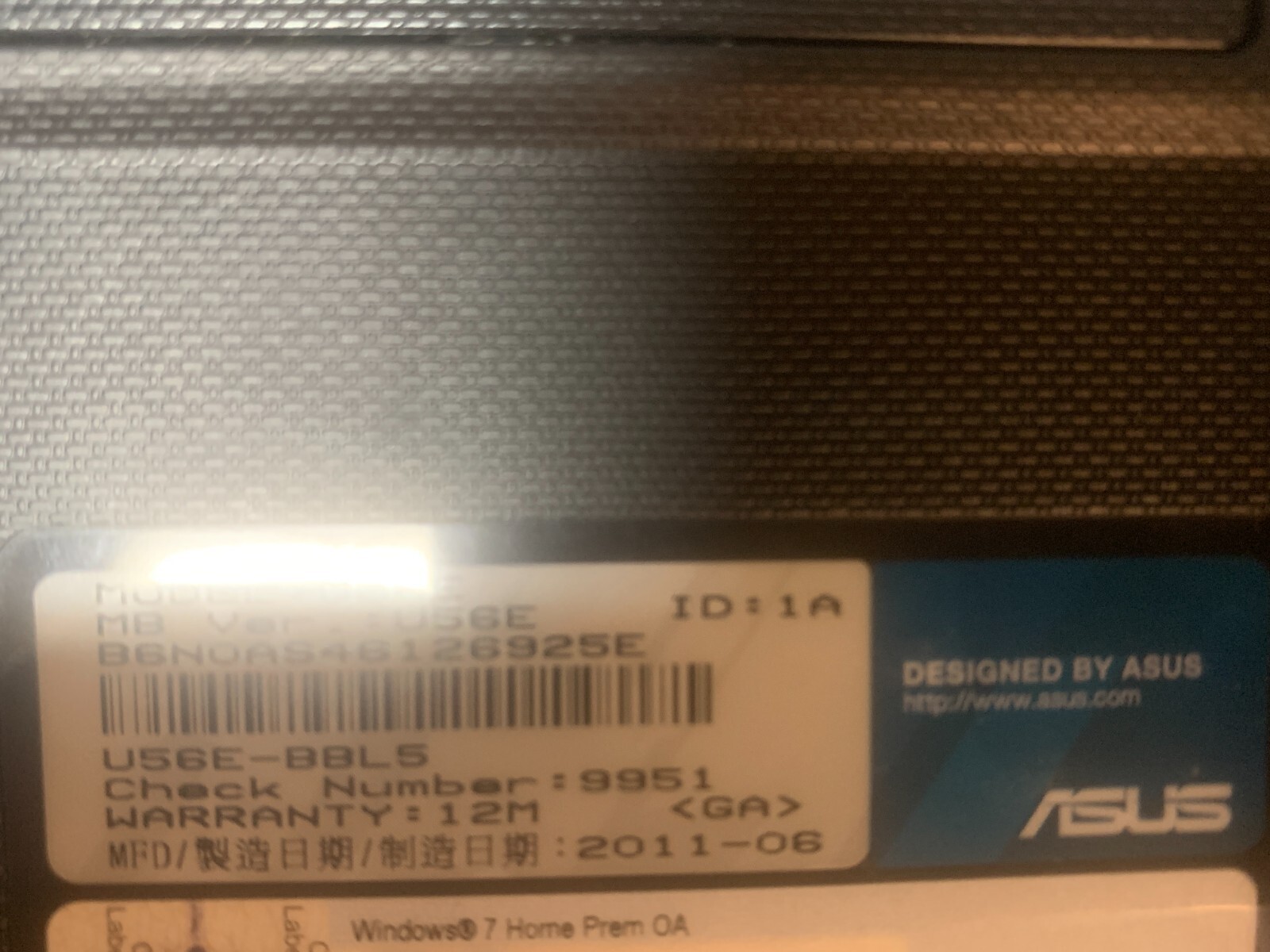 ASUS U56E -Intel i5-2410M @ 2.30GHz 8GB Ram / 1TB HD **LAPTOP ONLY**