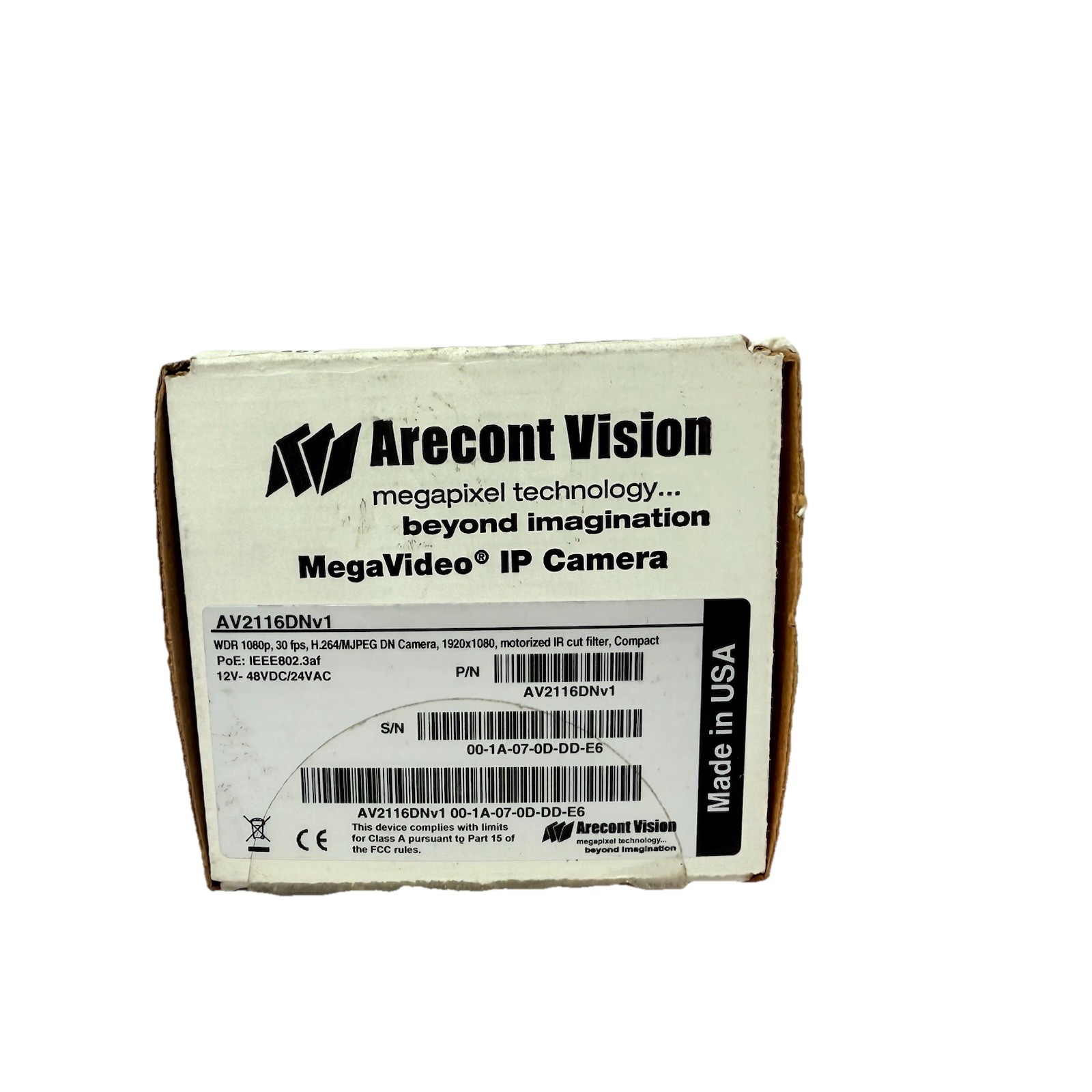 Arecont Vision AV2116DNv1 MegaVideo Camera H.264 + MPL33-12A Lens – New Open Box