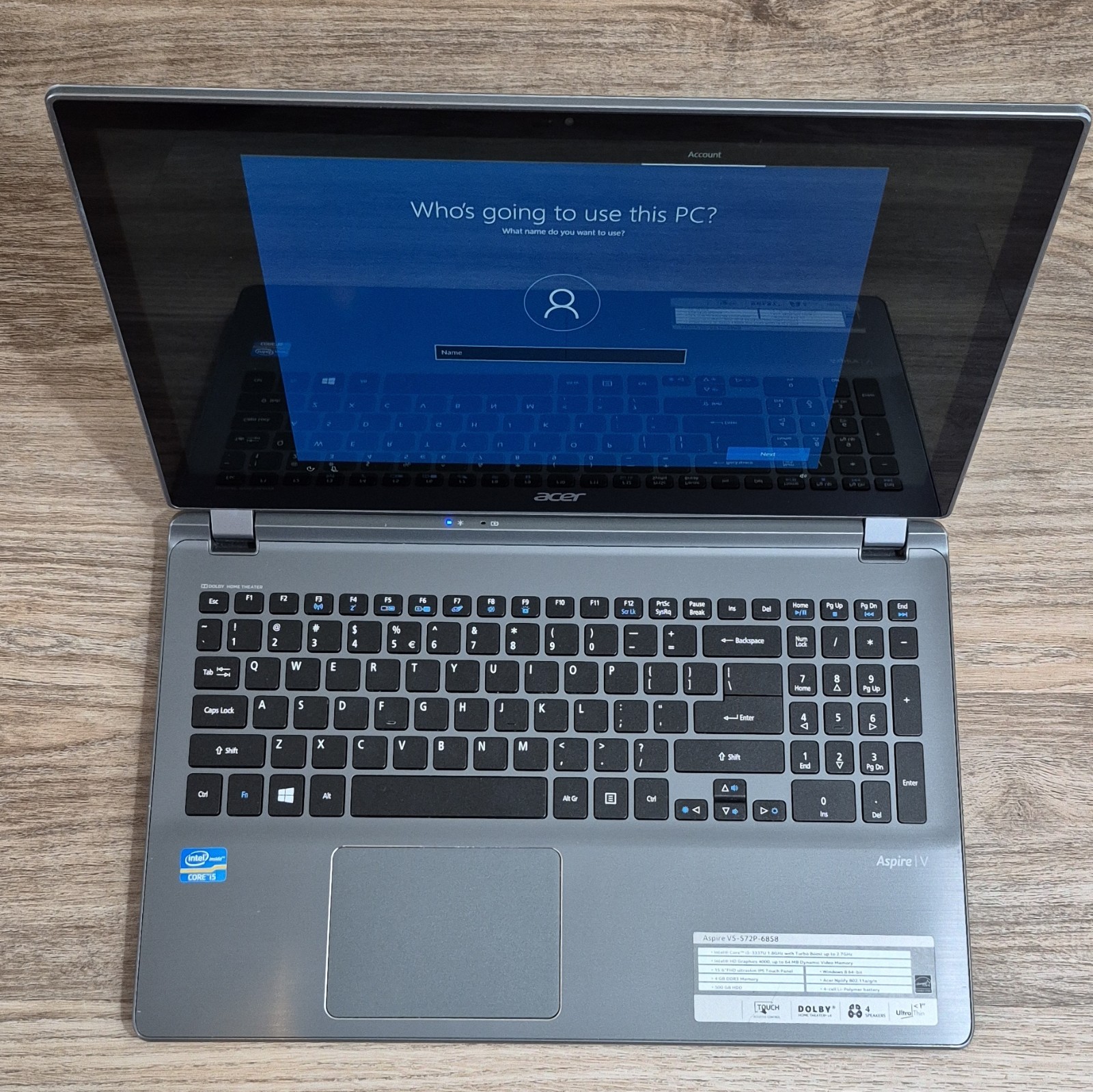 Acer Aspire V5-572P-6858 15.6″ Touchscreen Laptop | Core i5 4GB RAM | 500GB HDD