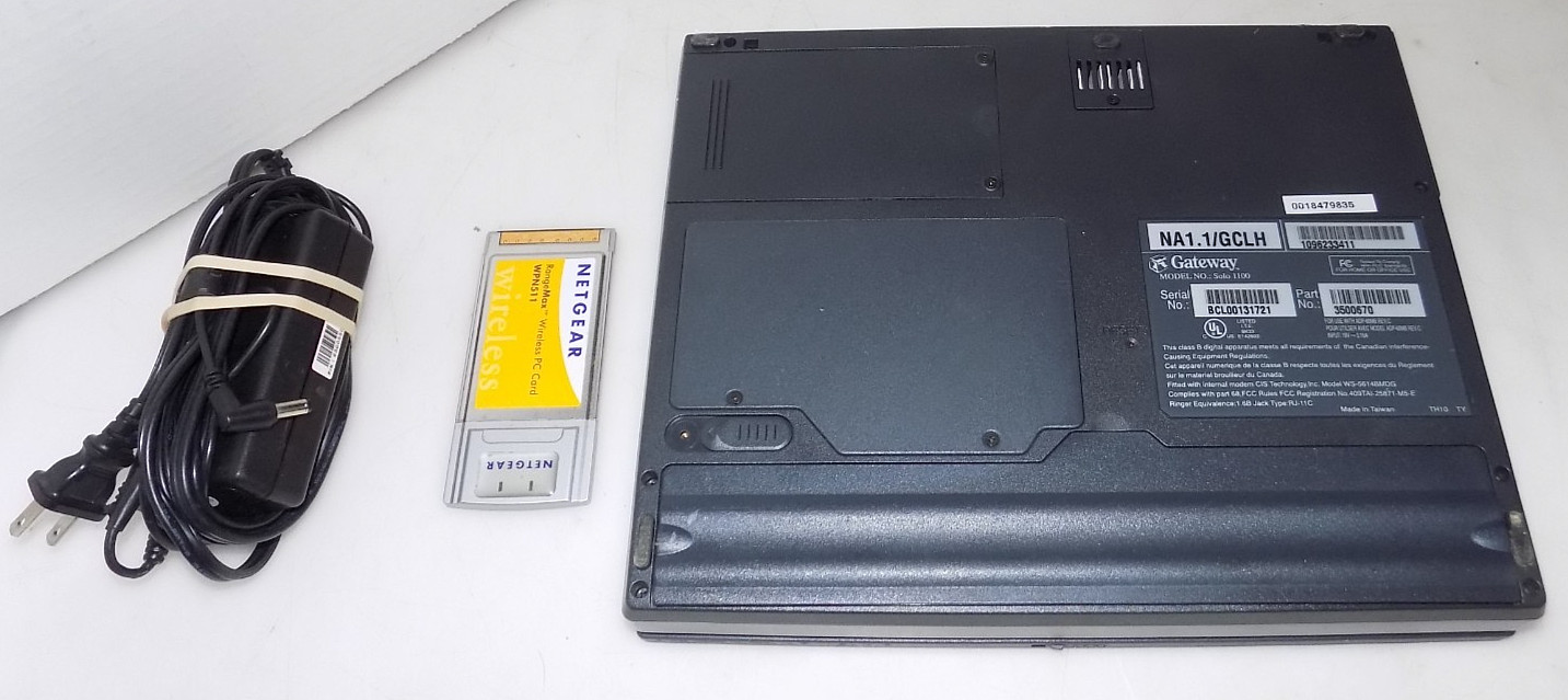 GATEWAY SOLO 1100 NOTEBOOK 12.1 SCREEN, WIRELESS PCMCIA, CD-ROM,3.5″ FDD CELERON