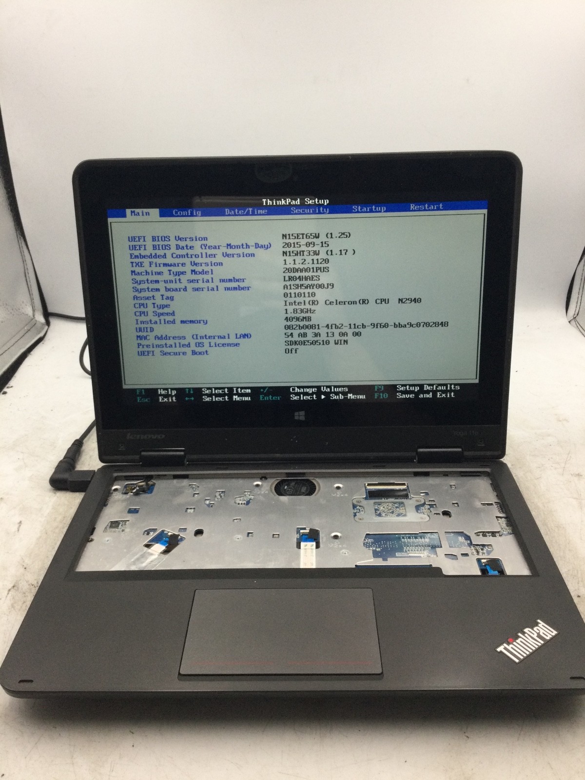 LENOVO THINKPAD YOGA 11E – BOOTS TO BIOS – INTEL CELERON – NO RAM – READ – BB