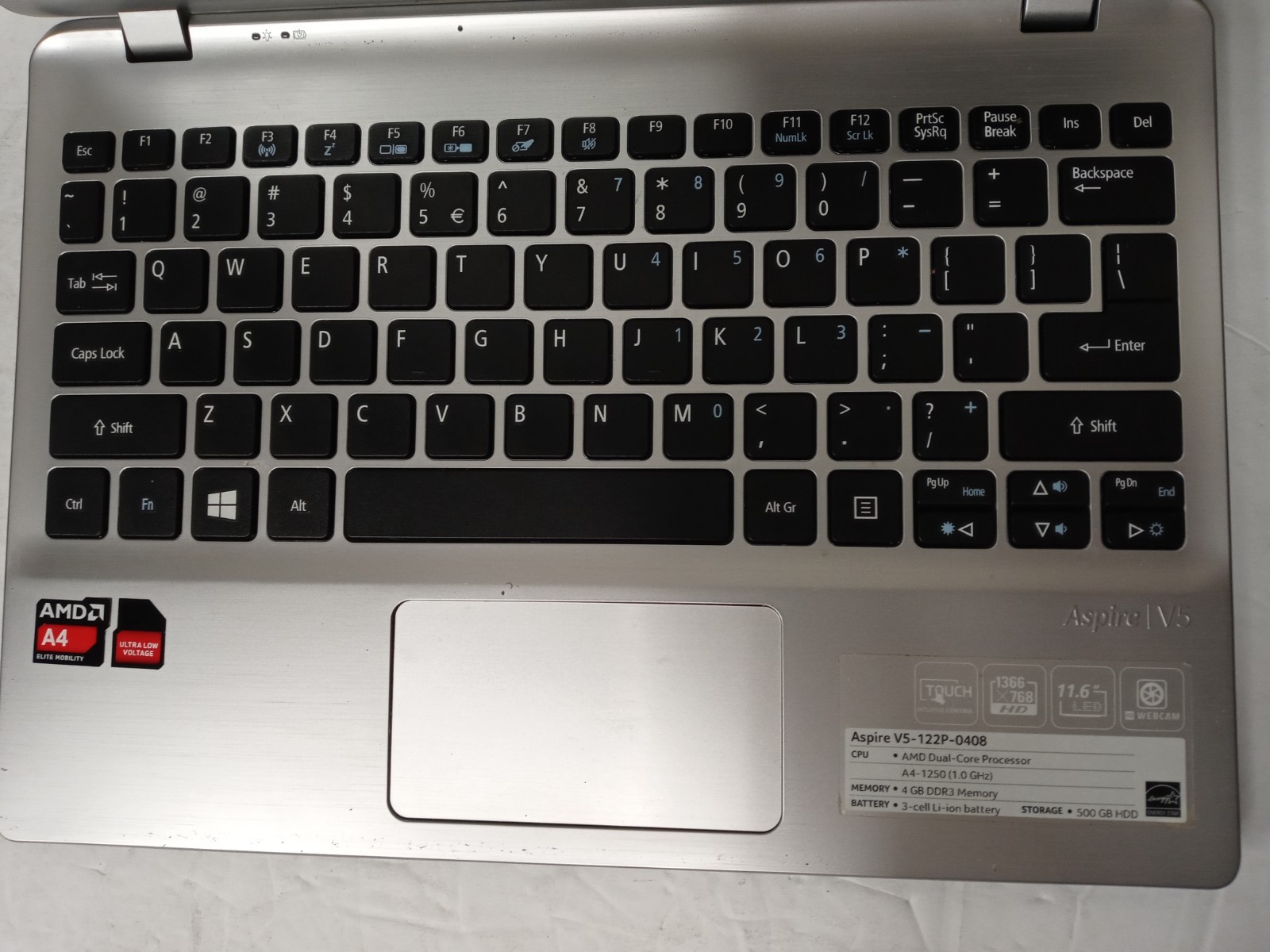 Acer Aspire V5 11″ Notebook V5-122P-0408 AMD A4-1250 1.0GHz 4GB RAM *READ DESCR*